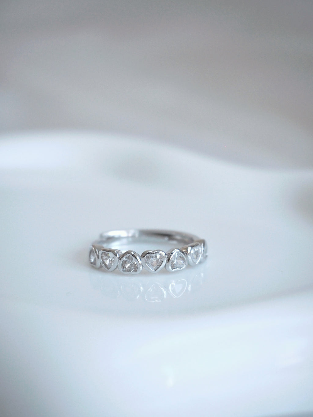silver-plated heart cubic zirconia ring