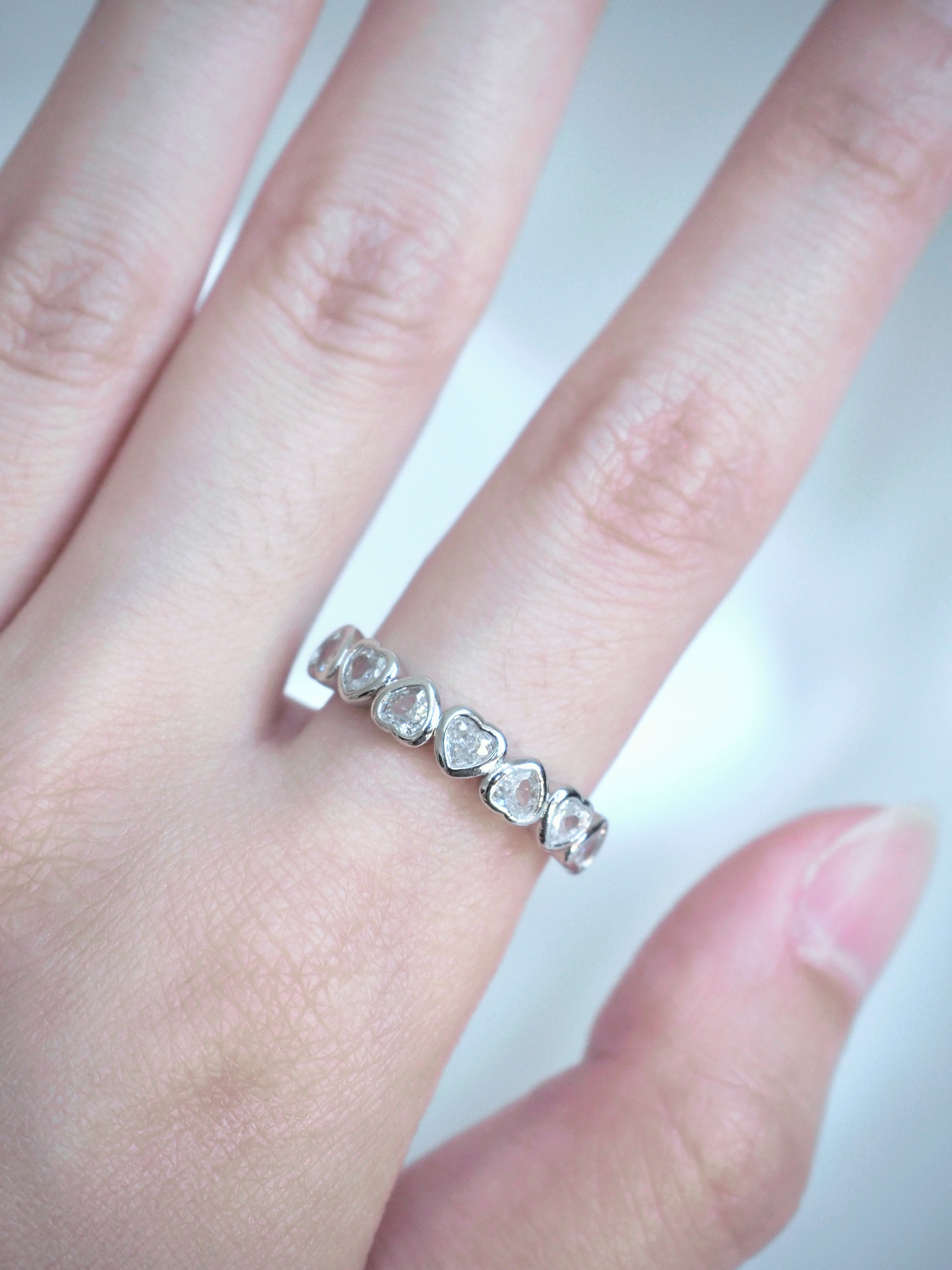silver-plated heart cubic zirconia ring