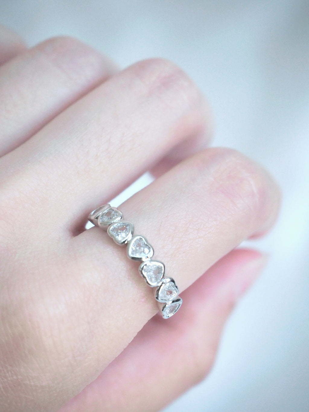 silver-plated heart cubic zirconia ring