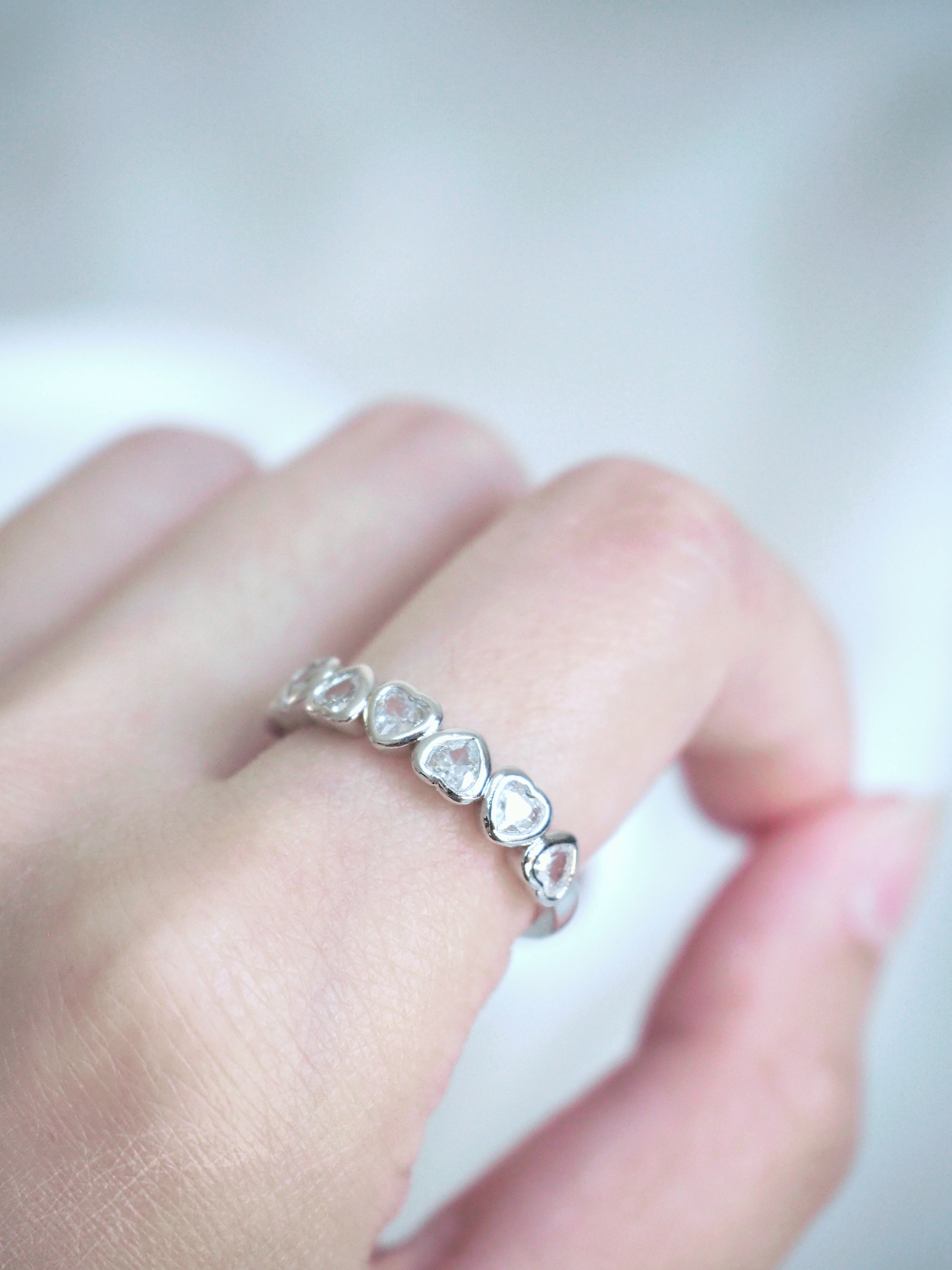 silver-plated heart cubic zirconia ring