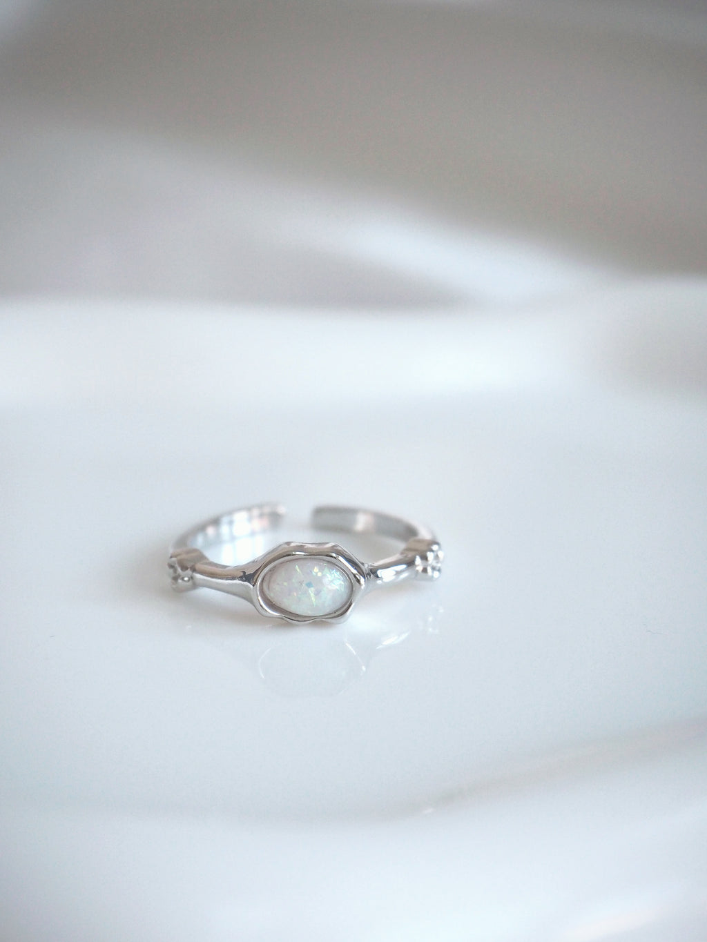 milky aurora gemstone ring