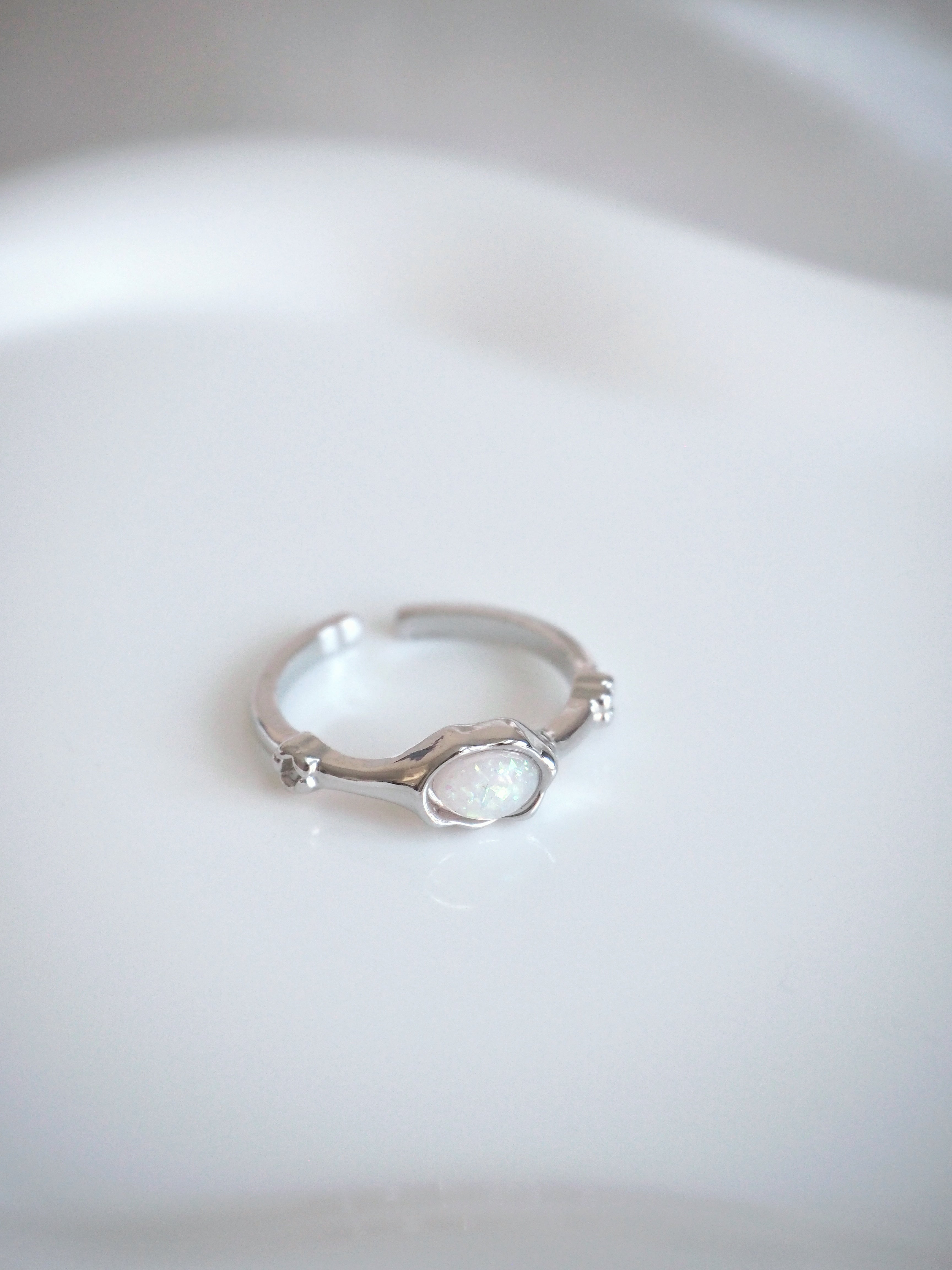 milky aurora gemstone ring