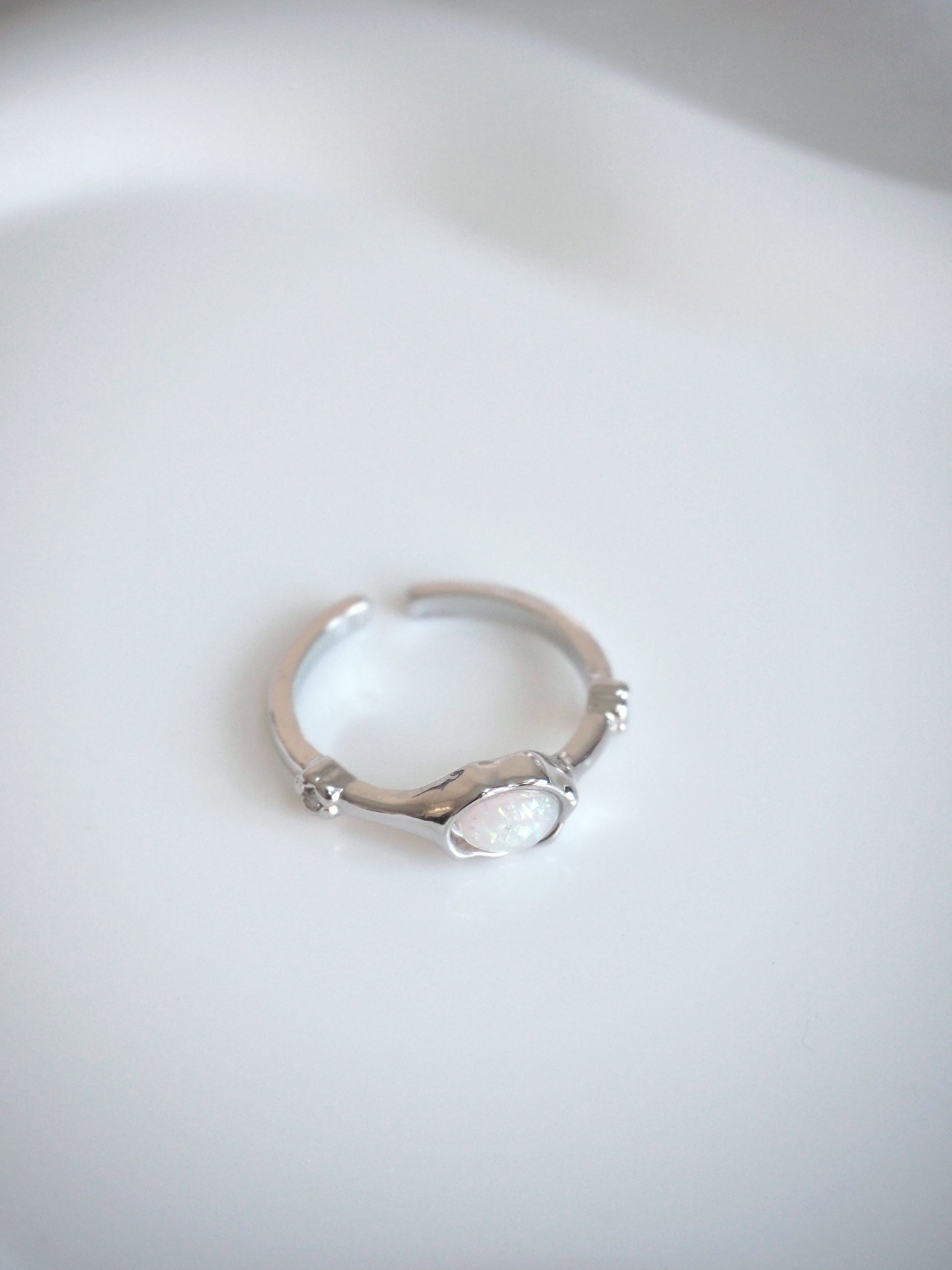 milky aurora gemstone ring