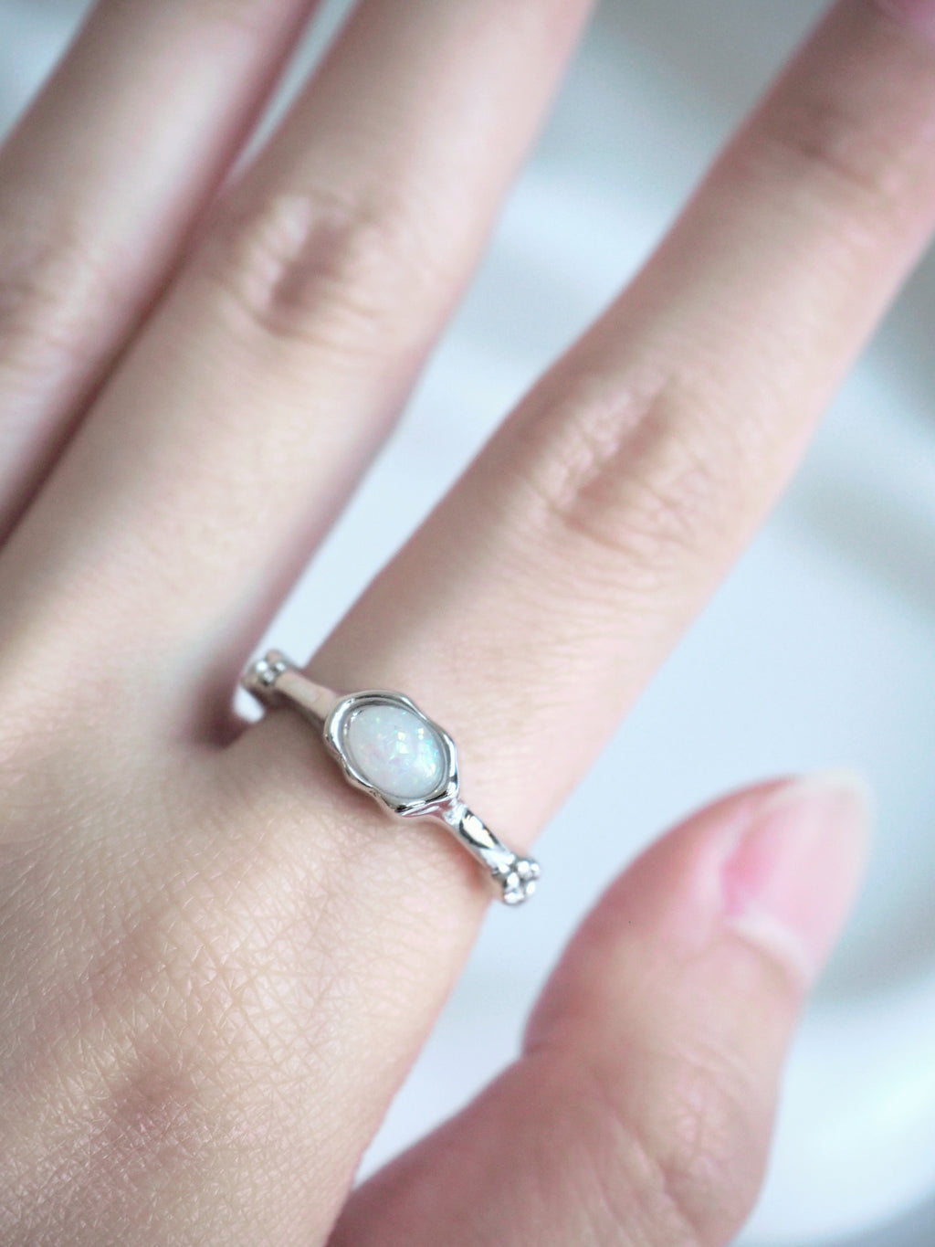 milky aurora gemstone ring