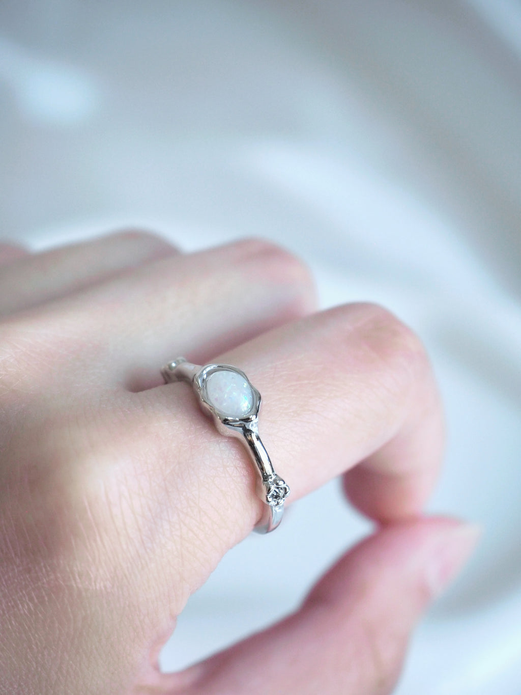 milky aurora gemstone ring