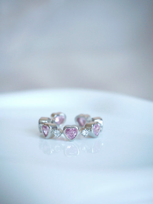 chunky pink heart ring