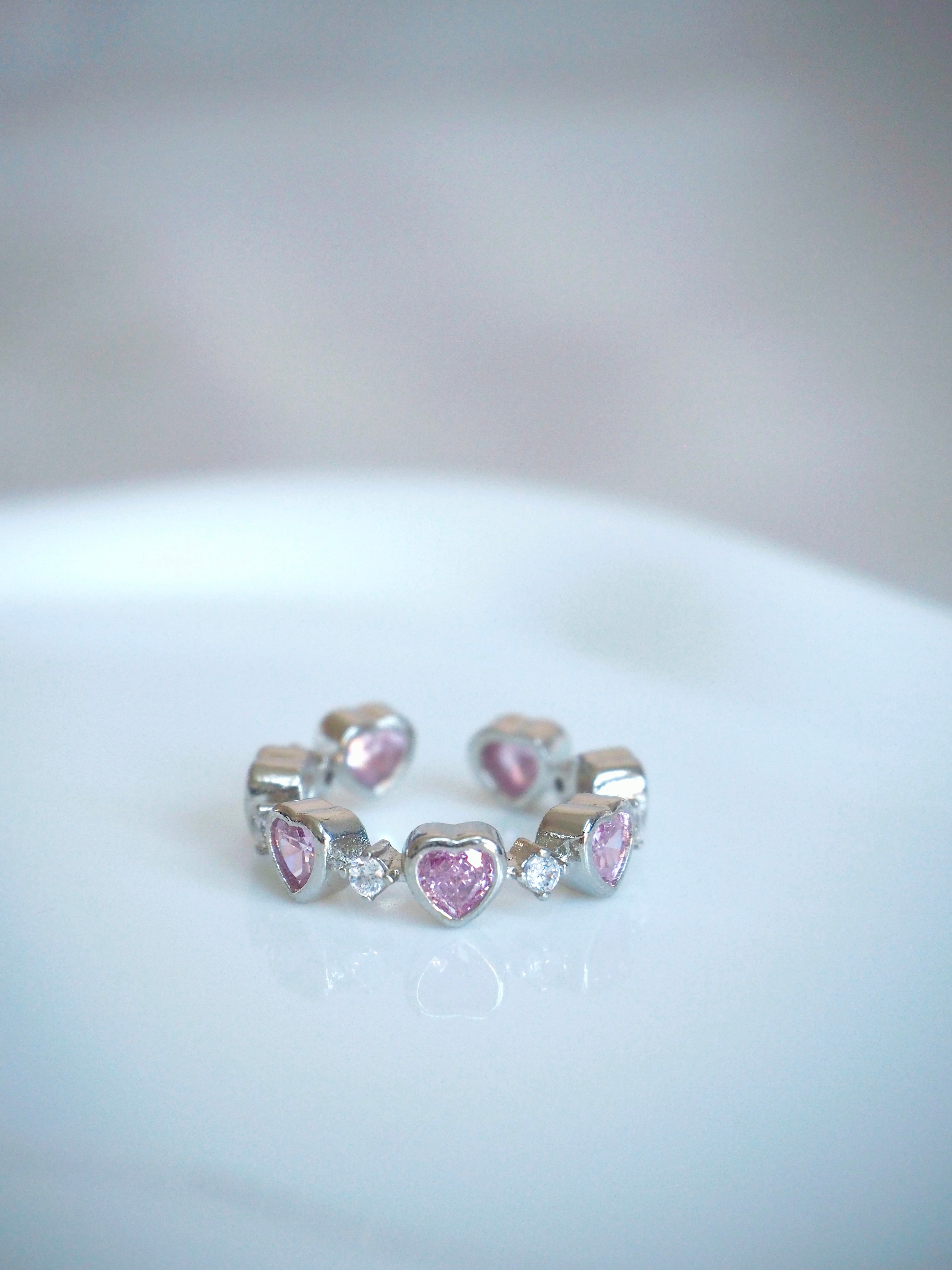 chunky pink heart ring