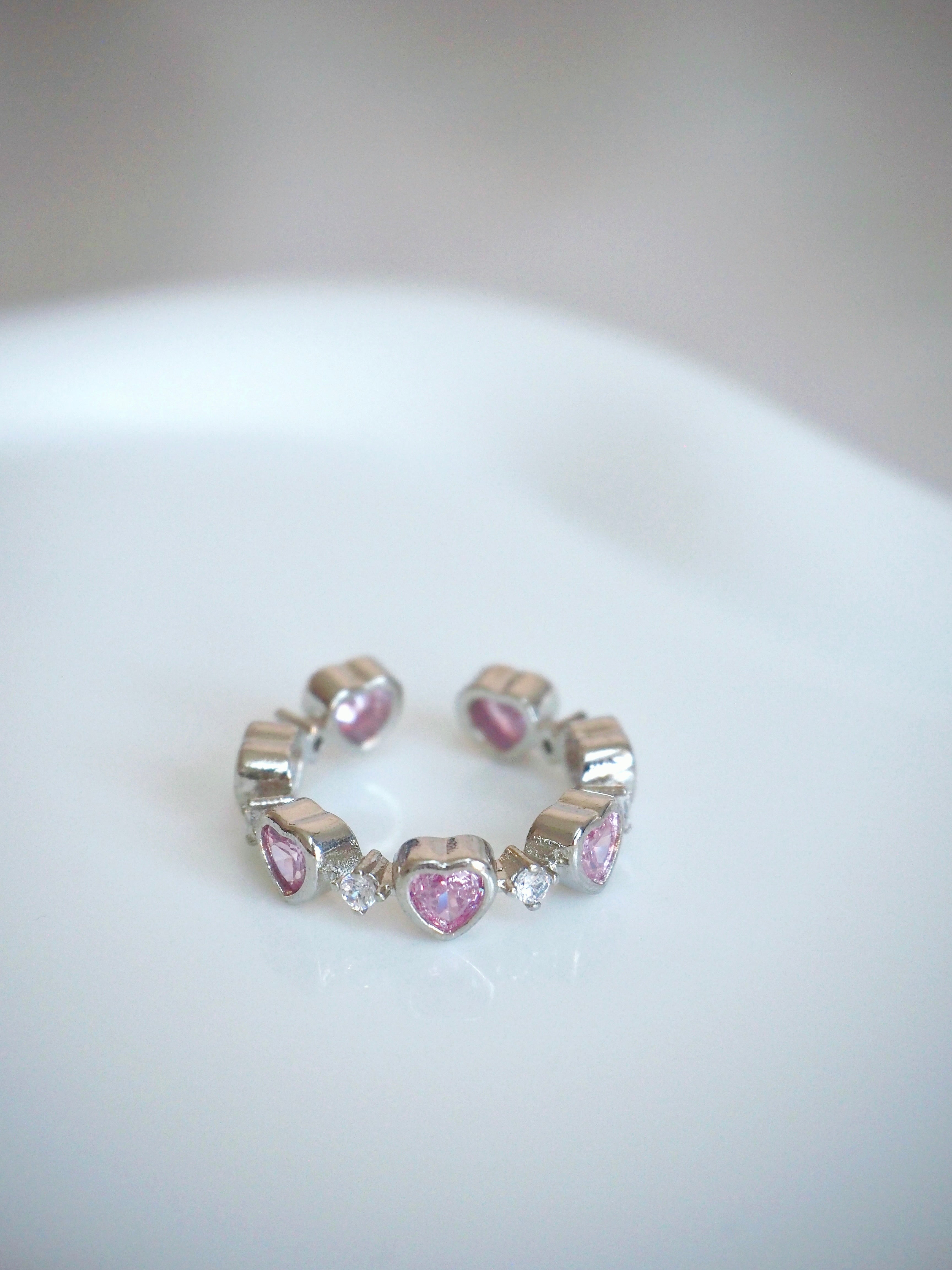 chunky pink heart ring