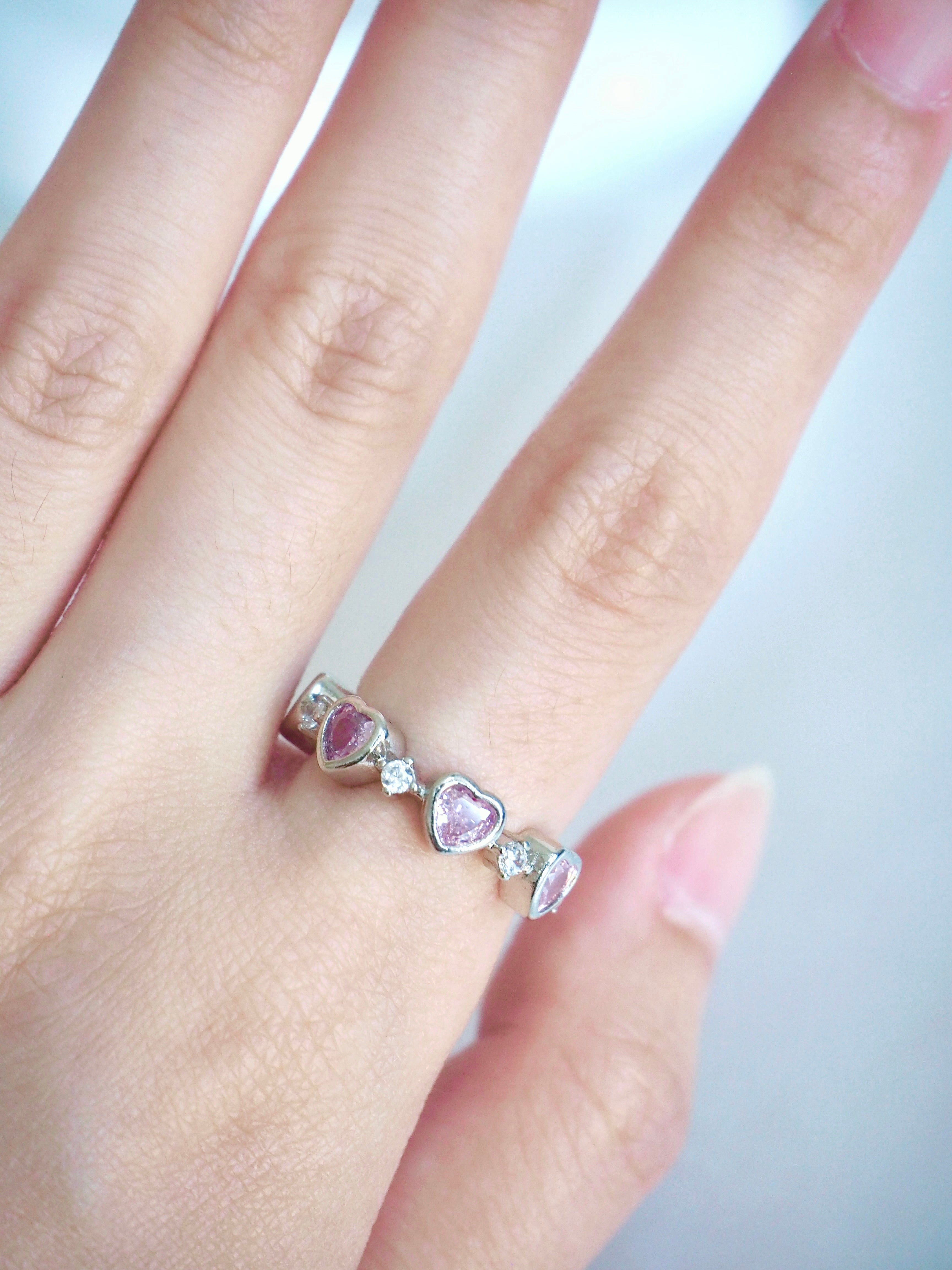 chunky pink heart ring