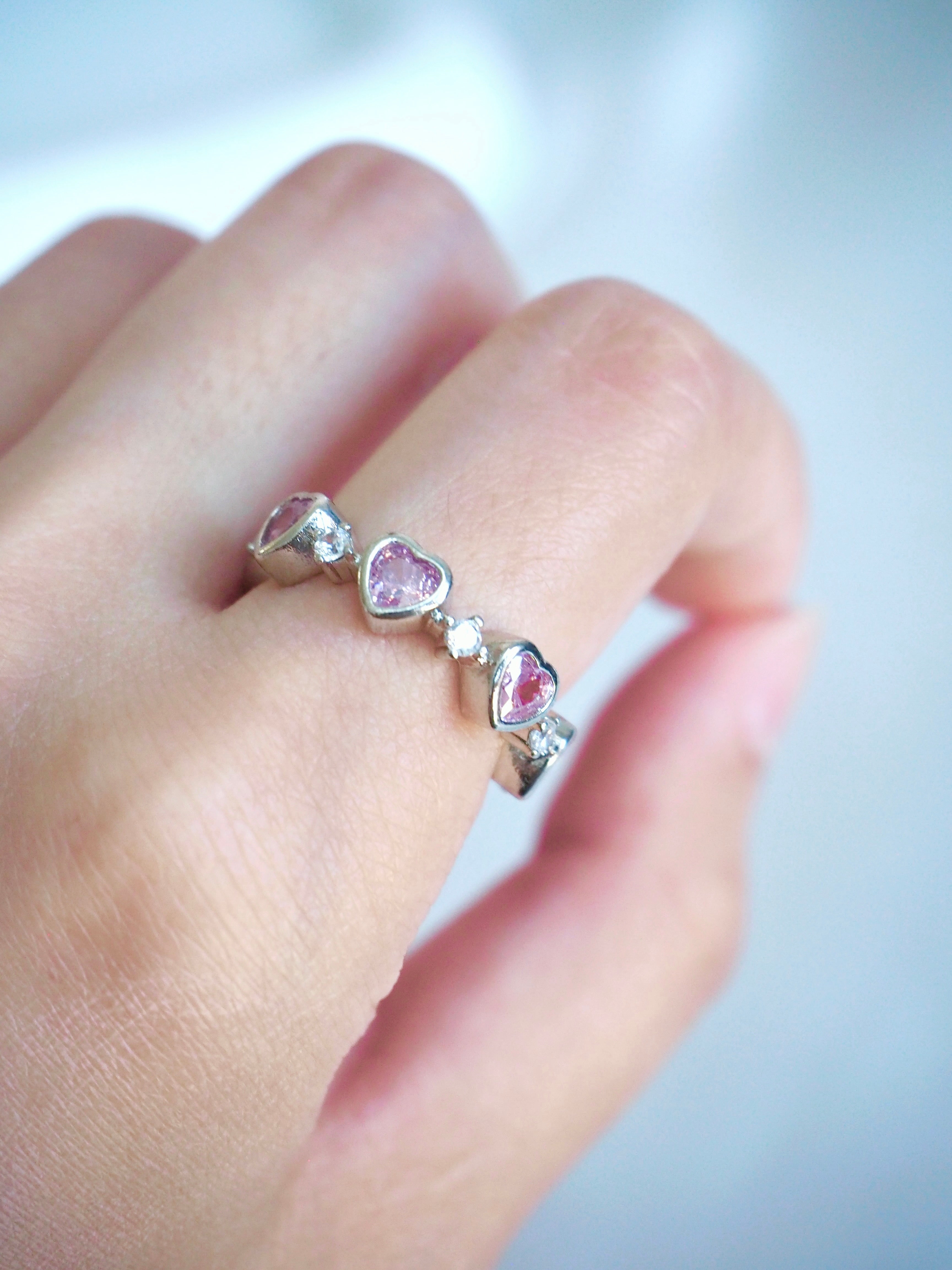 chunky pink heart ring
