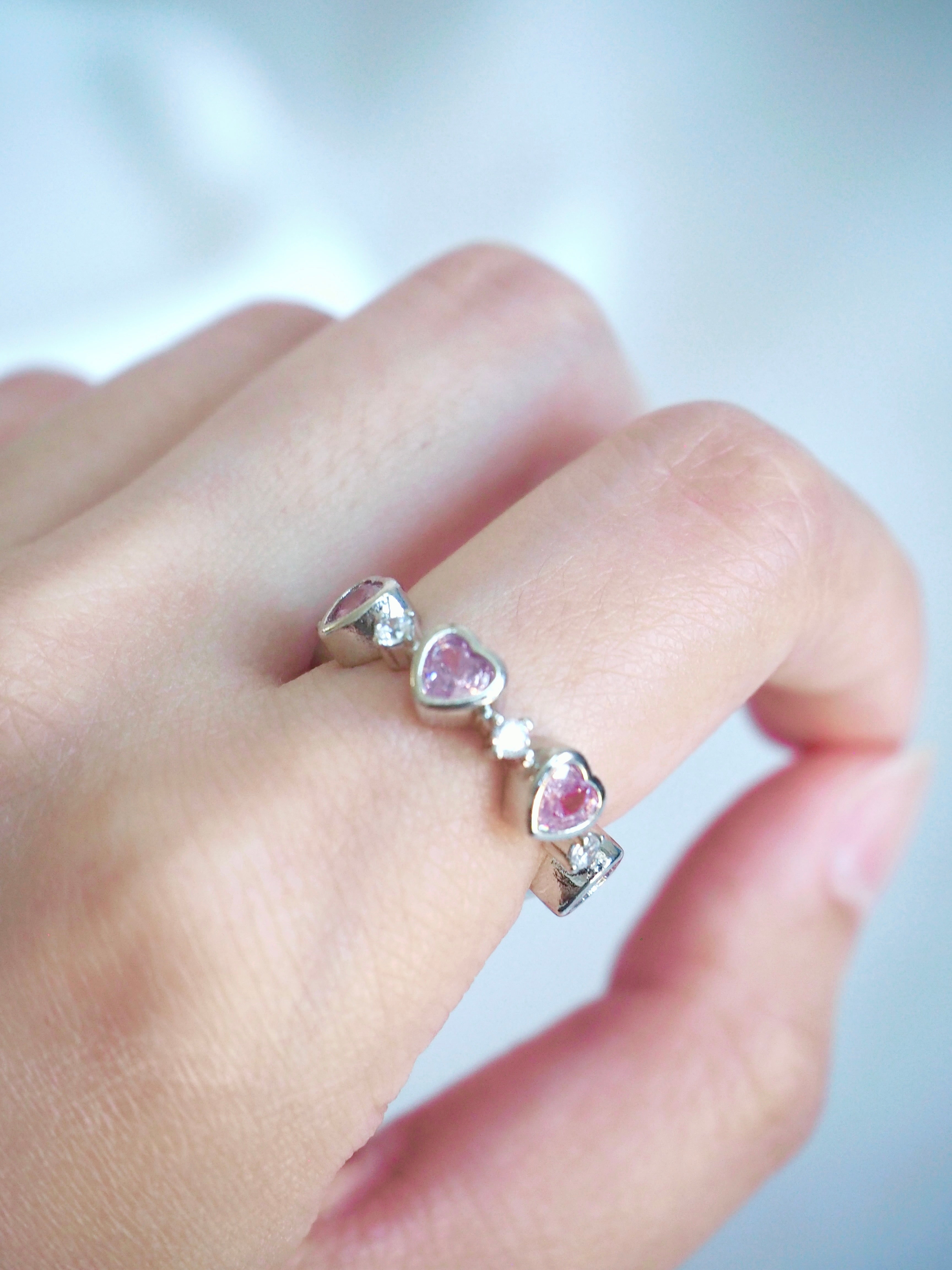 chunky pink heart ring