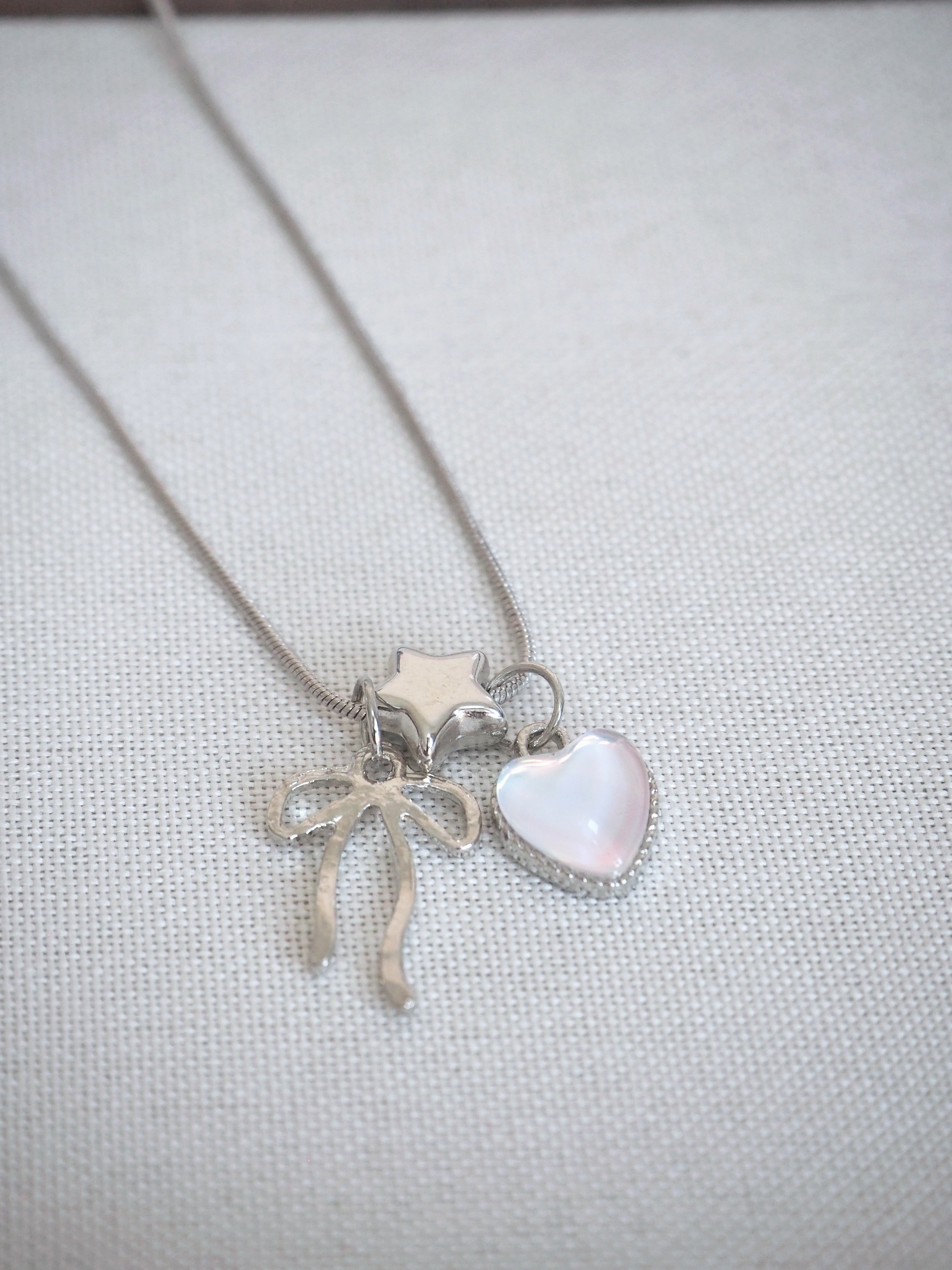 cute ribbon pendants snake chain necklace