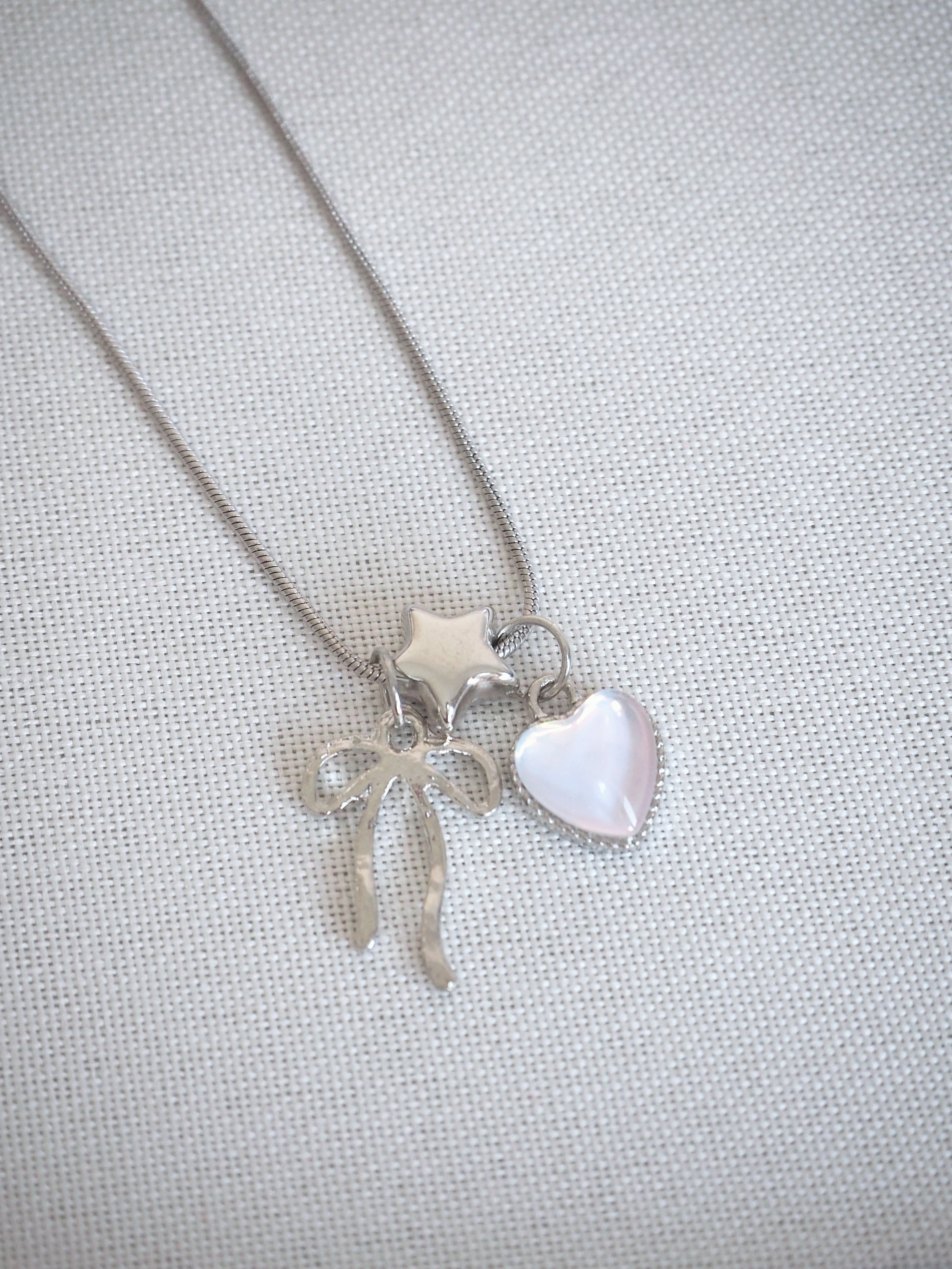 cute ribbon pendants snake chain necklace