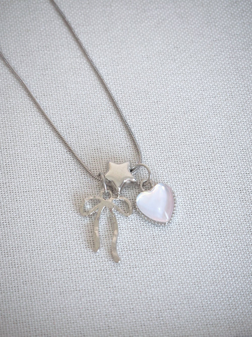 cute ribbon pendants snake chain necklace