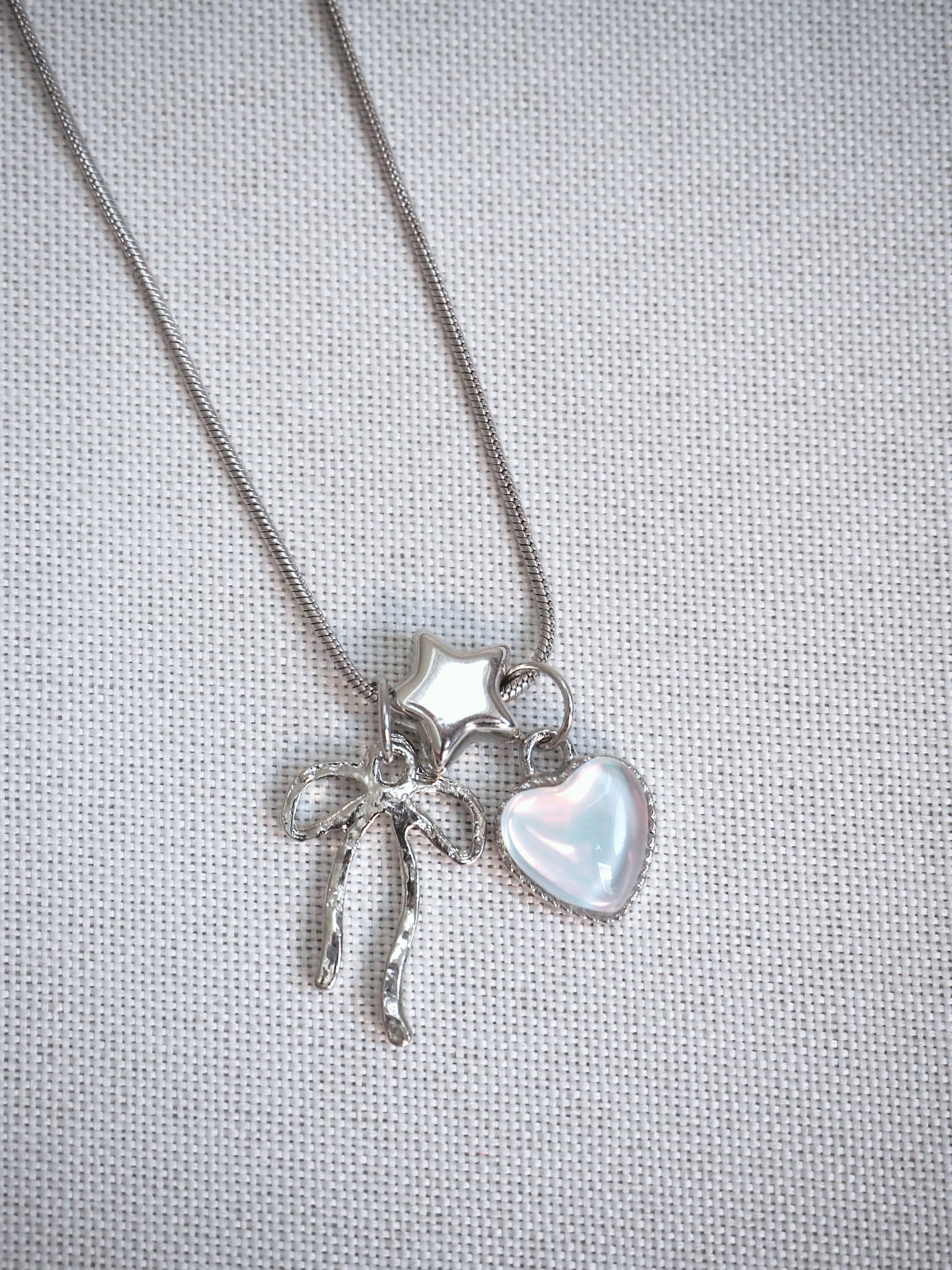 cute ribbon pendants snake chain necklace