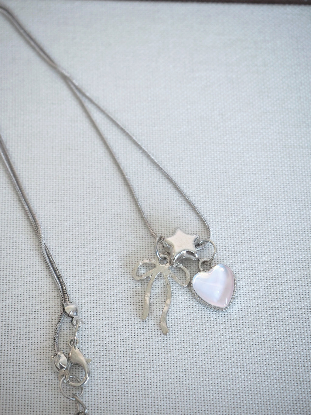 cute ribbon pendants snake chain necklace