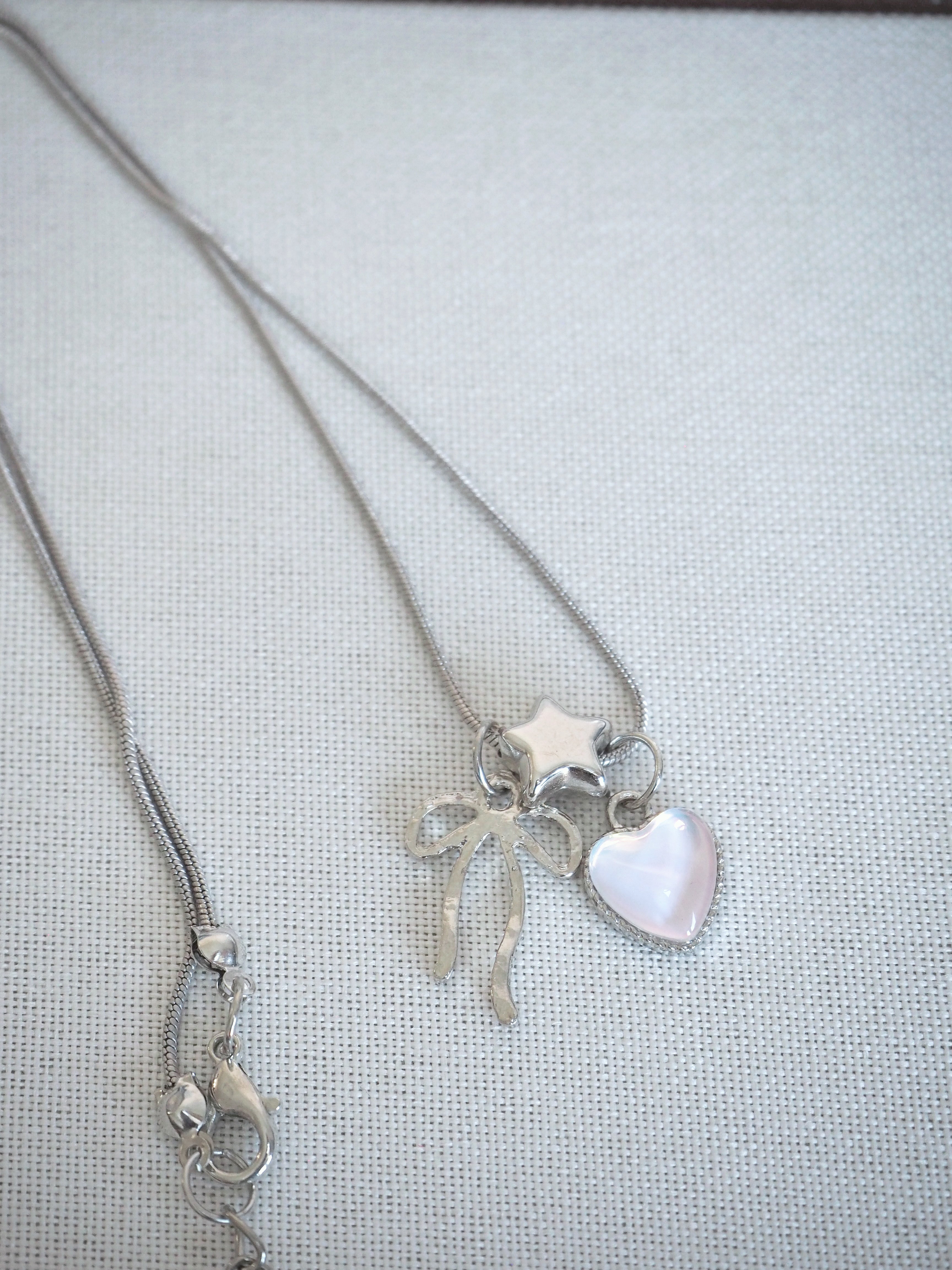 cute ribbon pendants snake chain necklace