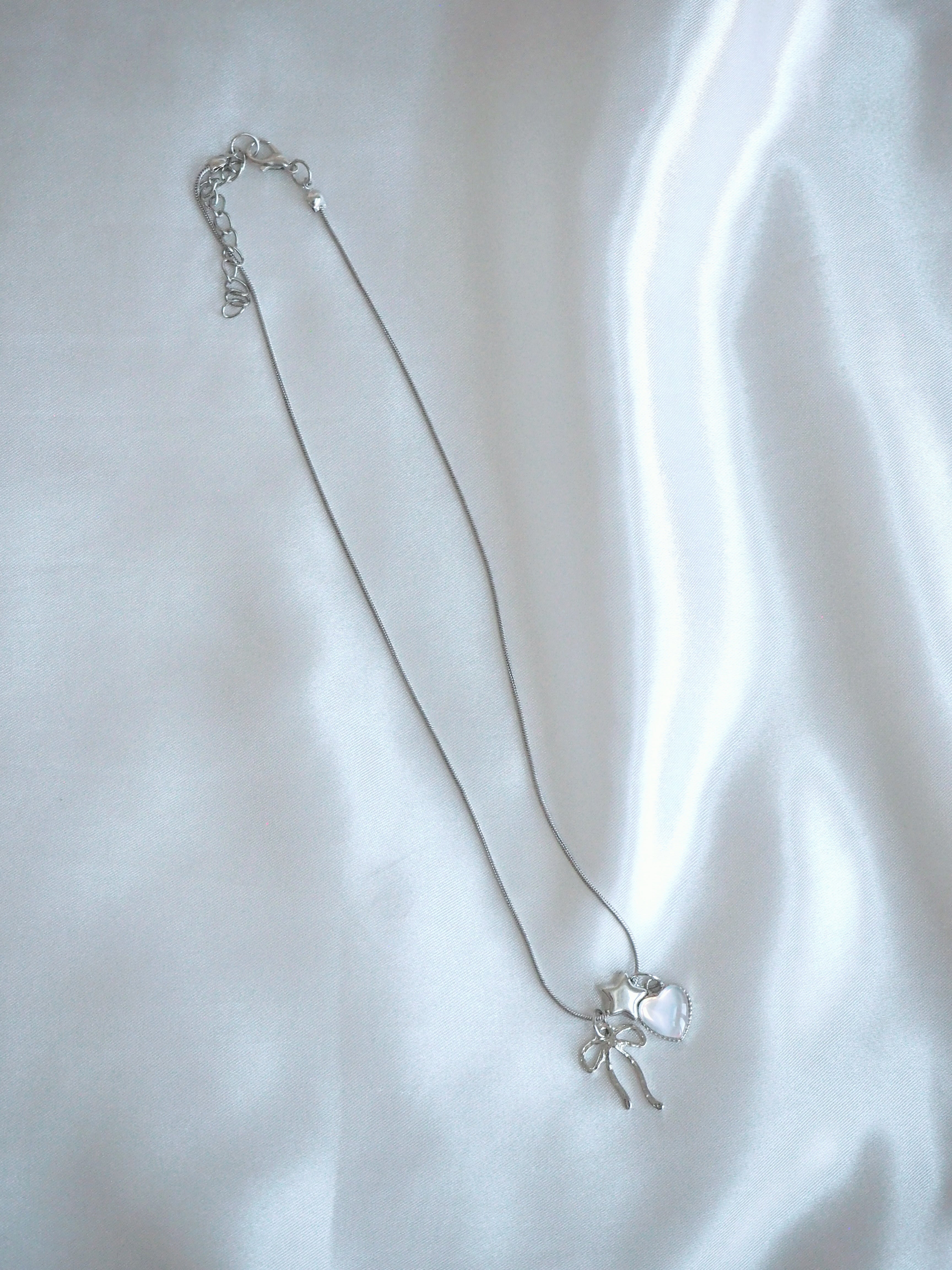 cute ribbon pendants snake chain necklace