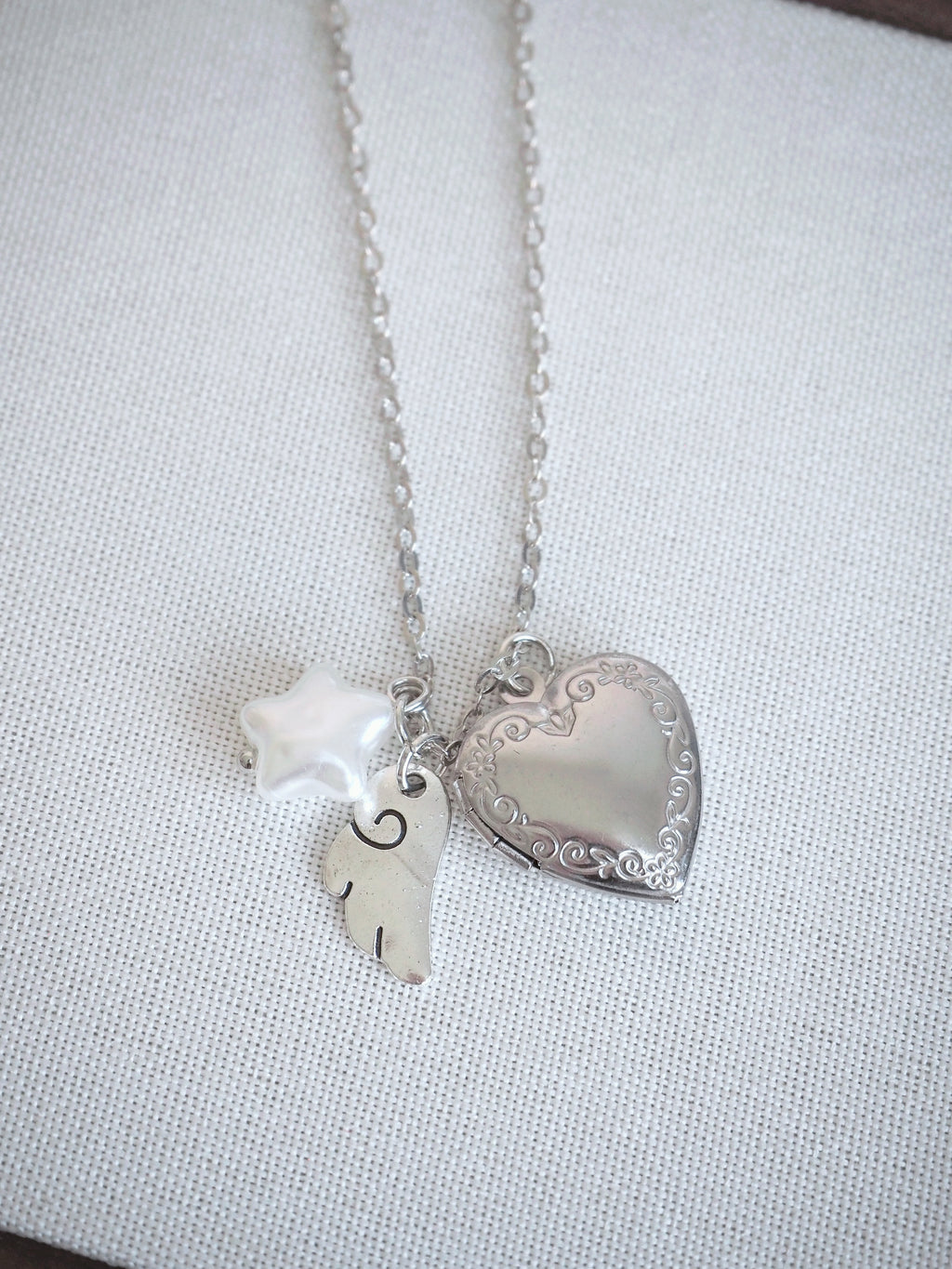 quilted heart star necklace