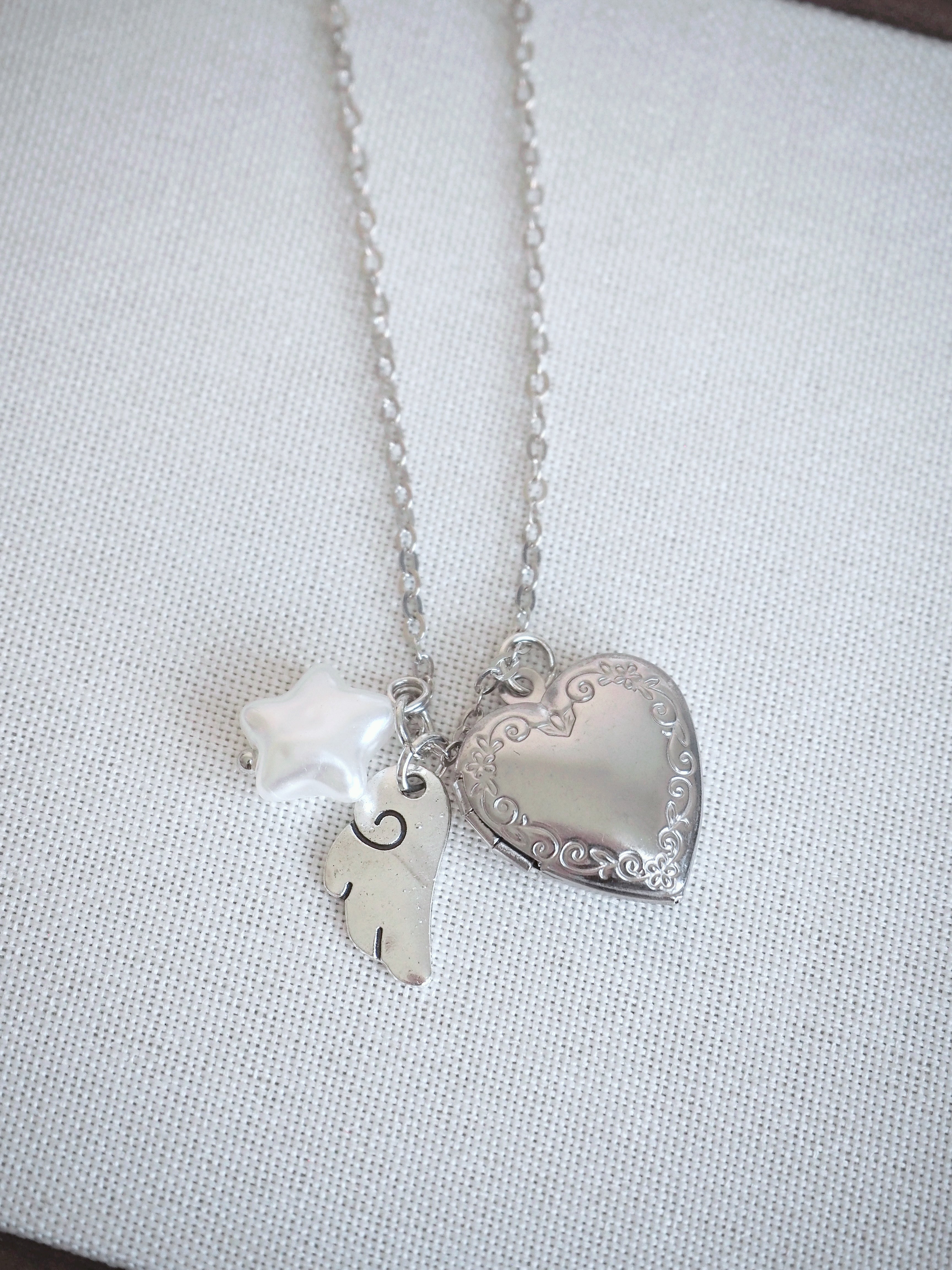 quilted heart star necklace