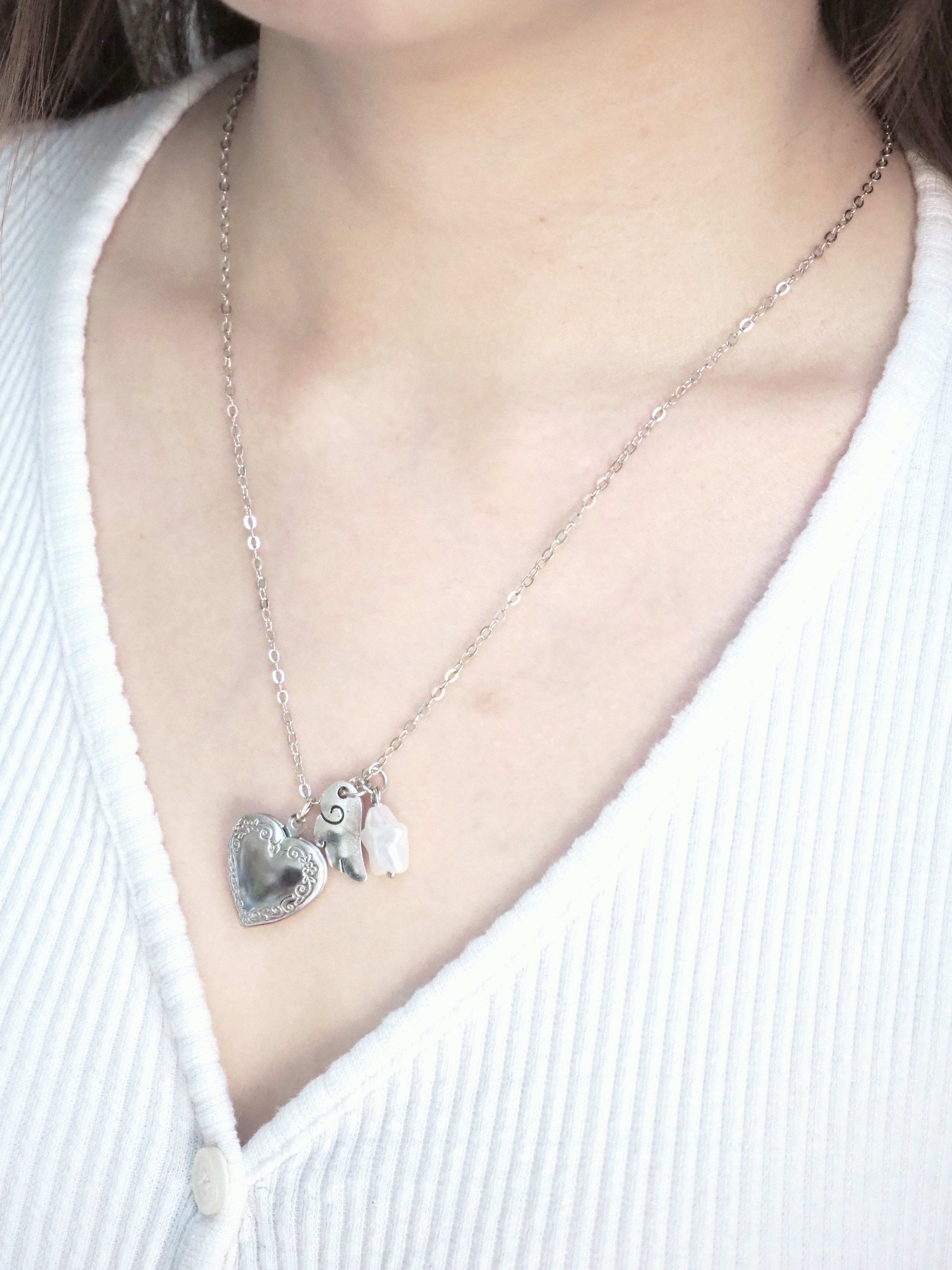 quilted heart star necklace