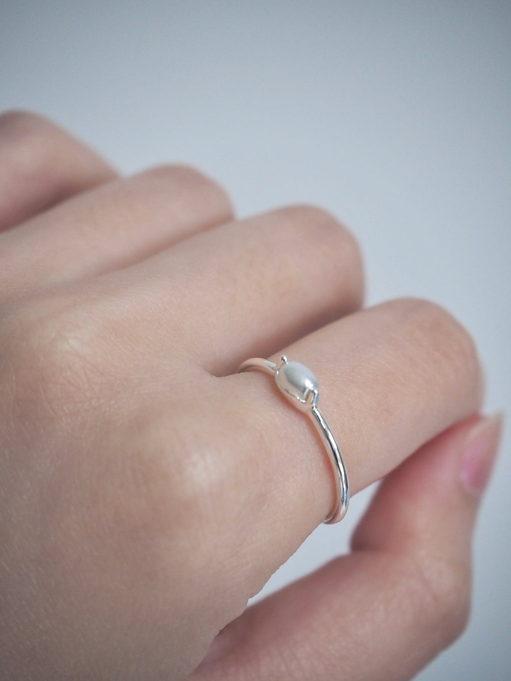 [925silver] simple pearl open ring