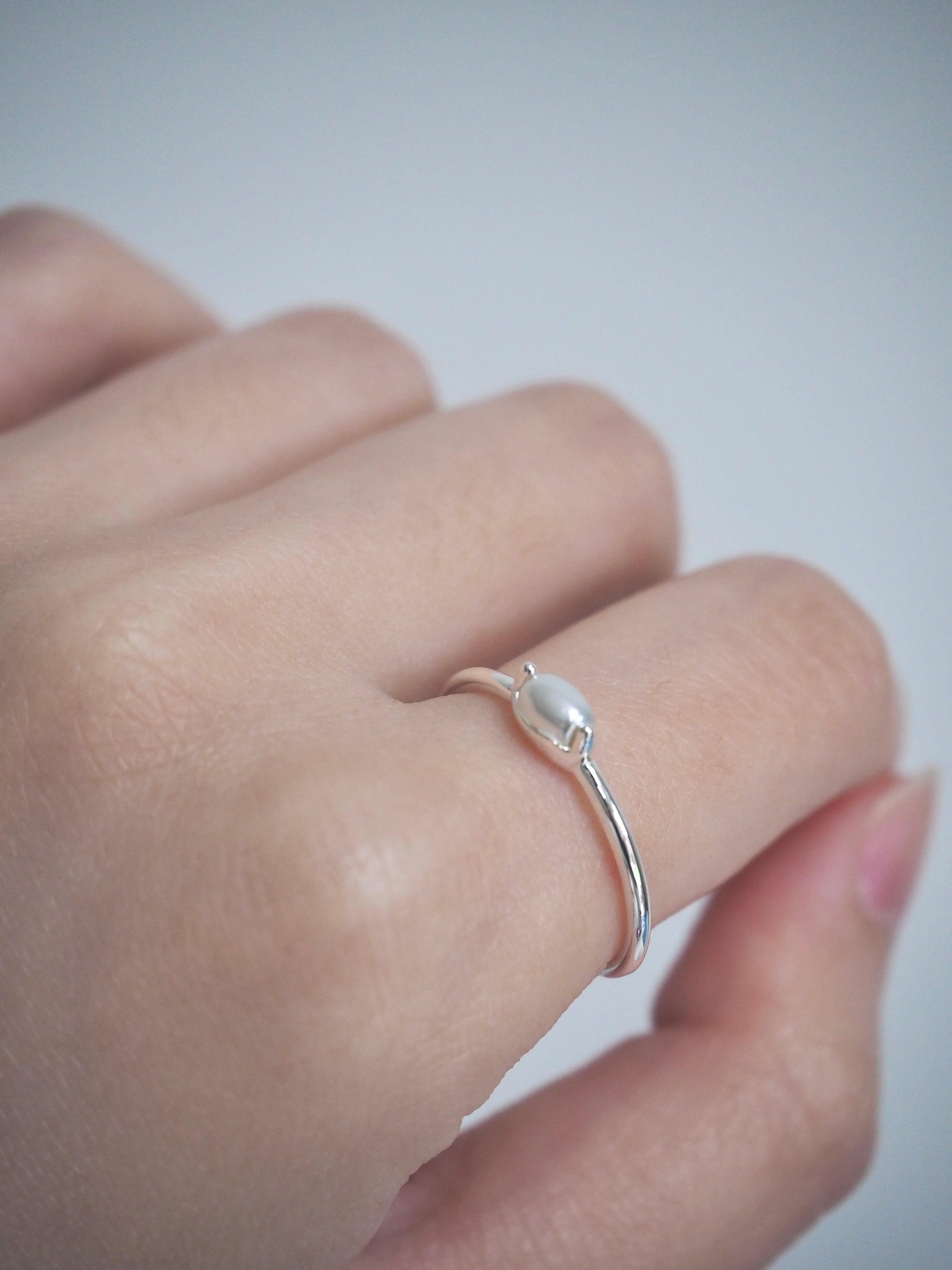 [925silver] simple pearl open ring