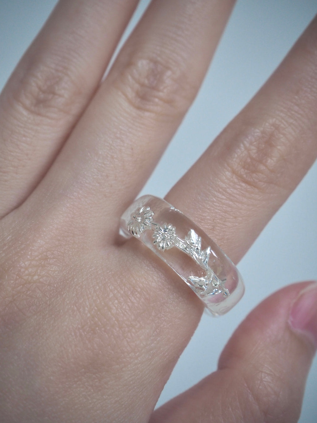transparent flower ring