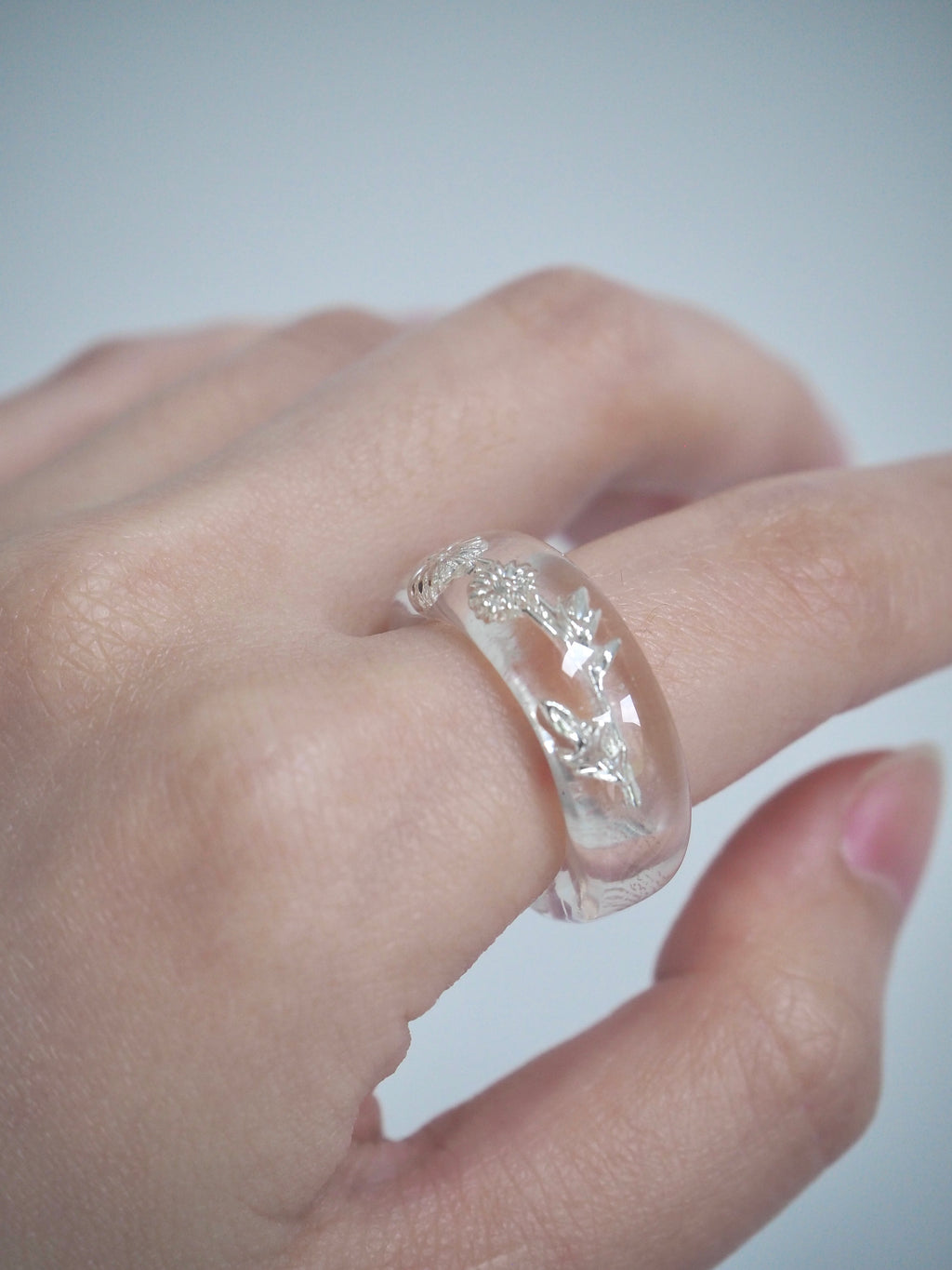 transparent flower ring