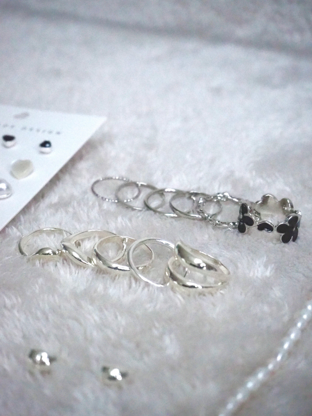 6-in-1 flower layered ring set