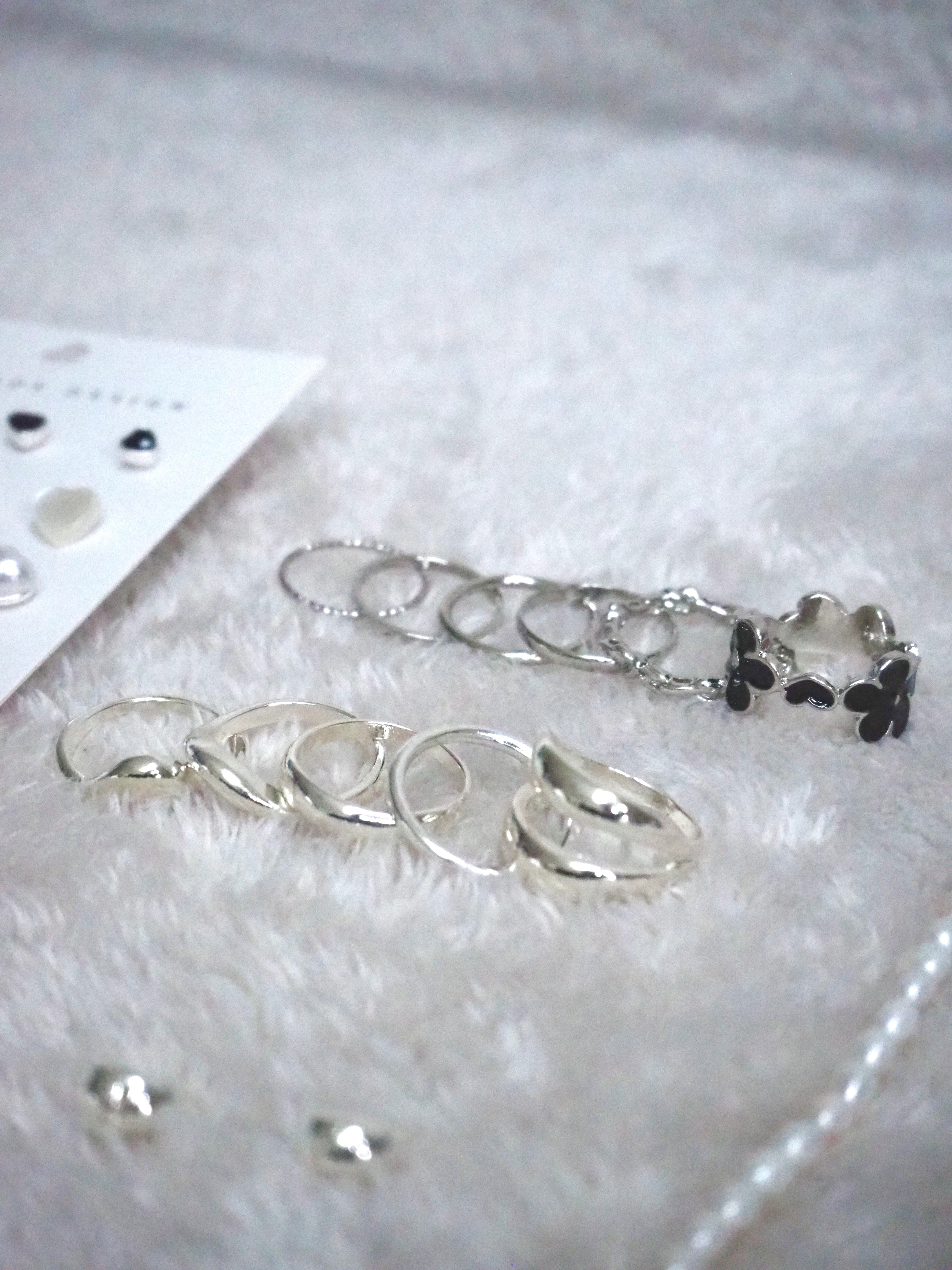 6-in-1 flower layered ring set