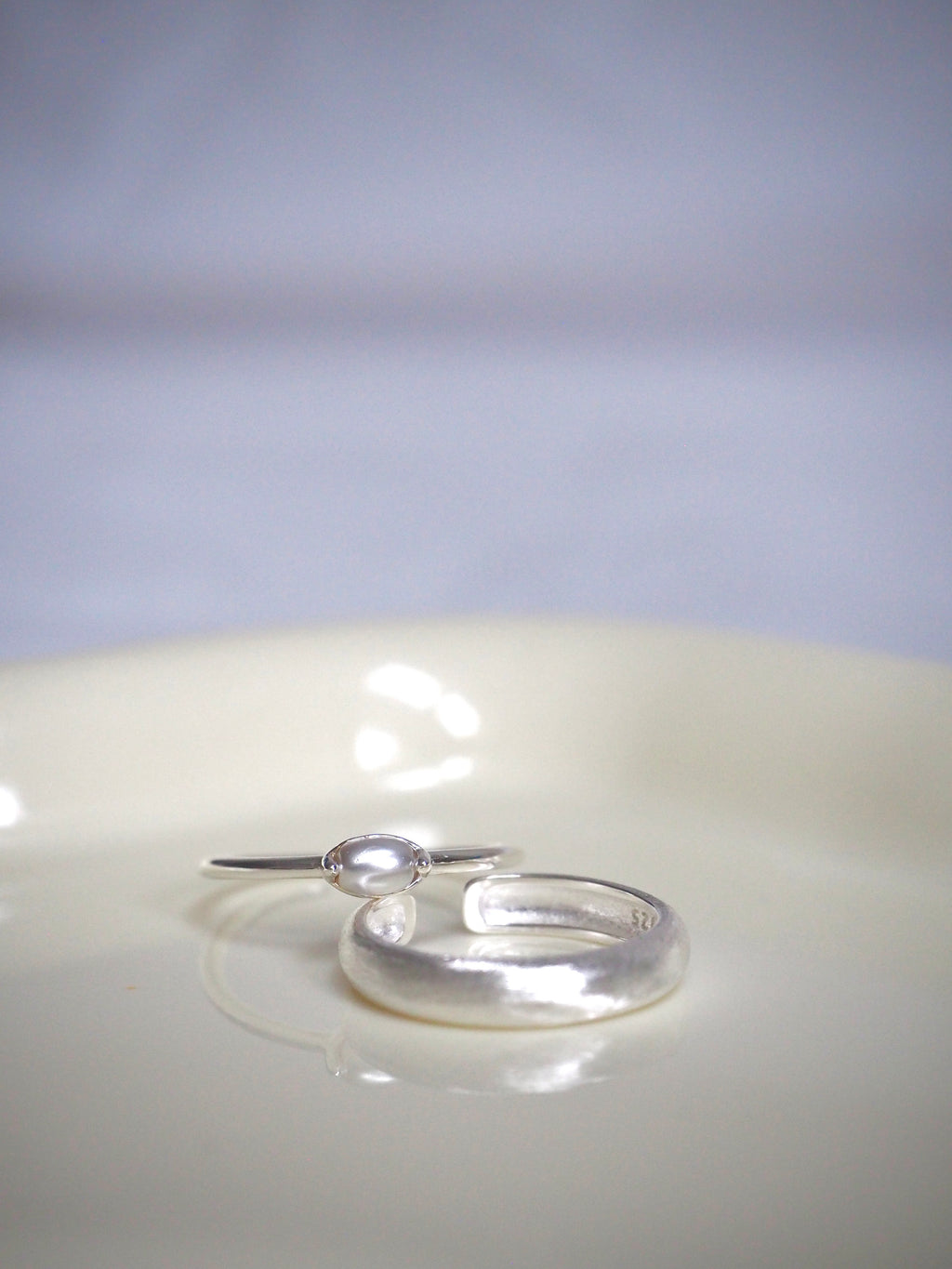 [925silver] simple pearl open ring
