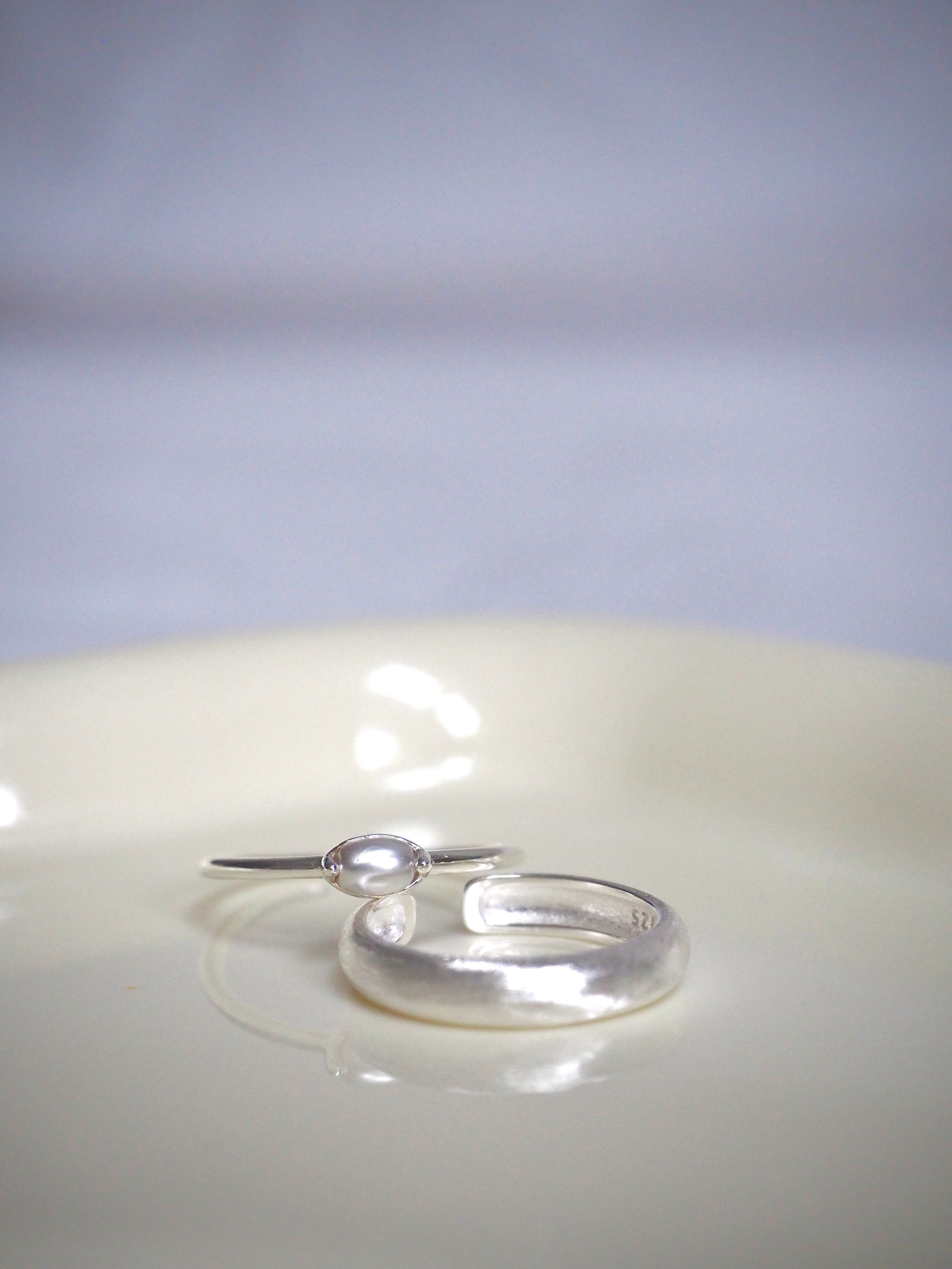 [925silver] simple pearl open ring