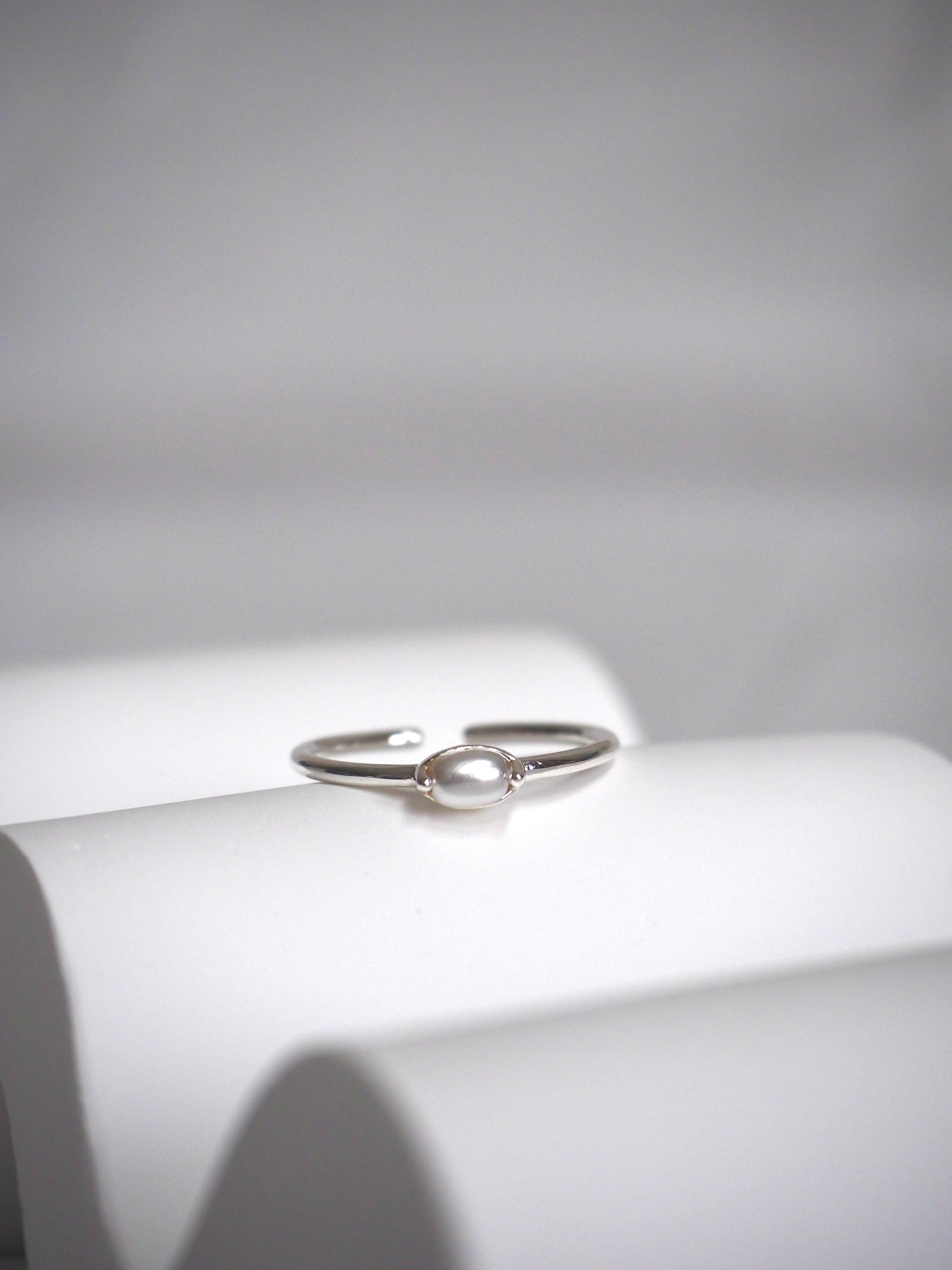 [925silver] simple pearl open ring