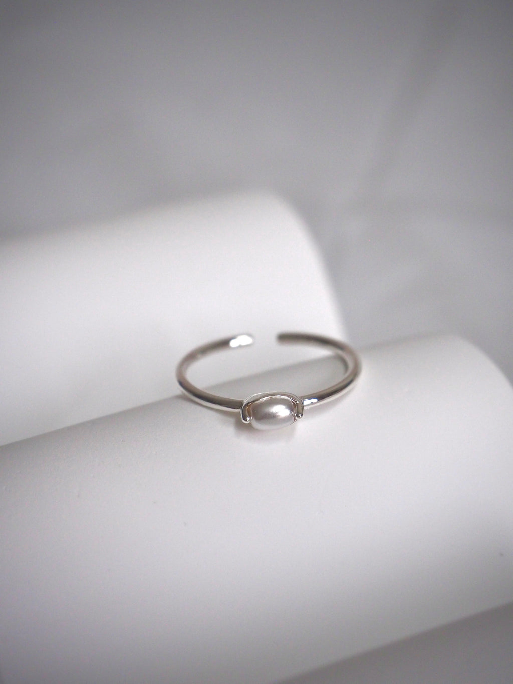 [925silver] simple pearl open ring