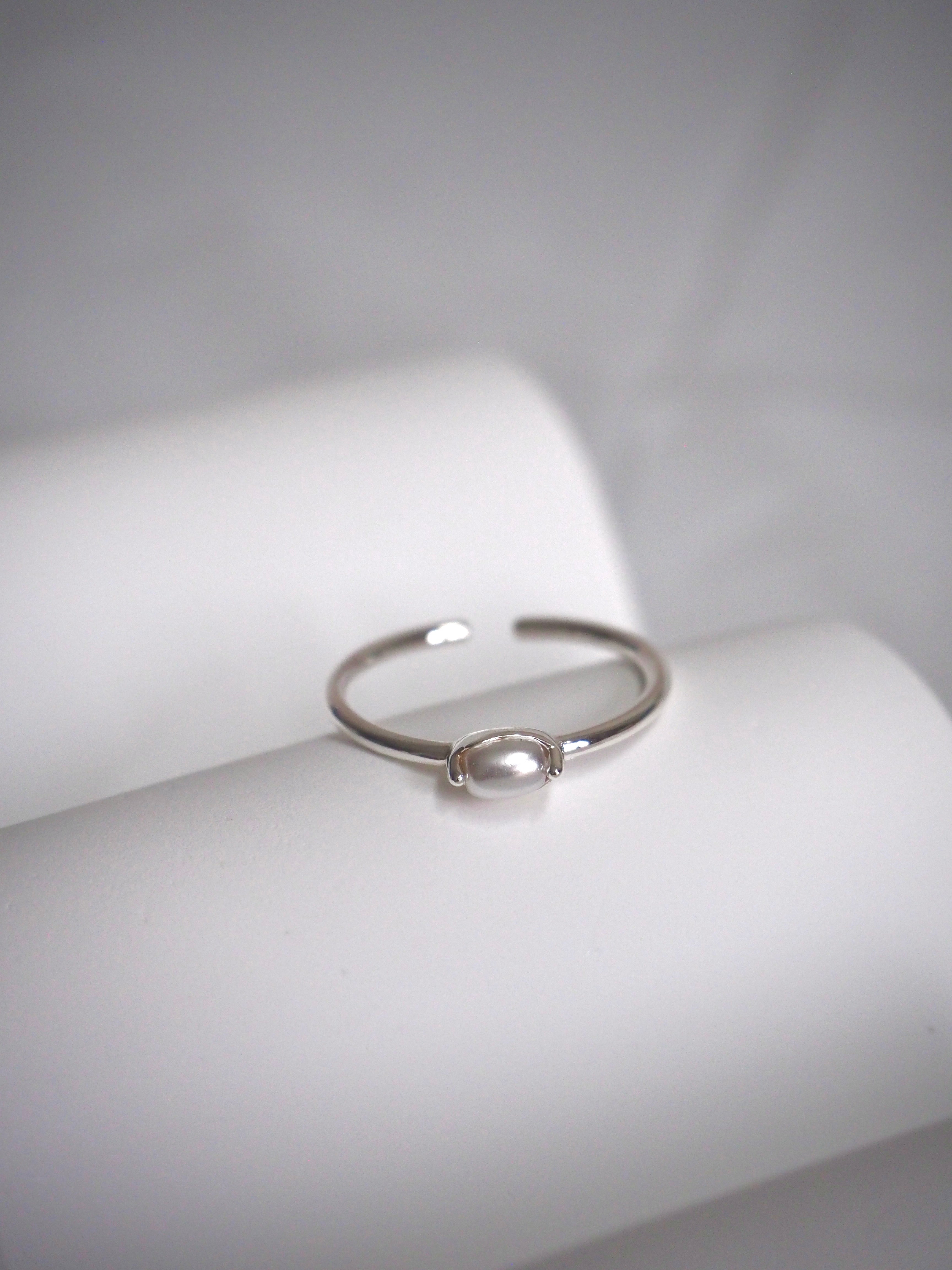 [925silver] simple pearl open ring