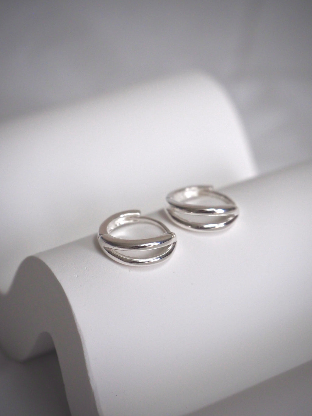 [925silver] one-touch duo ring earrings