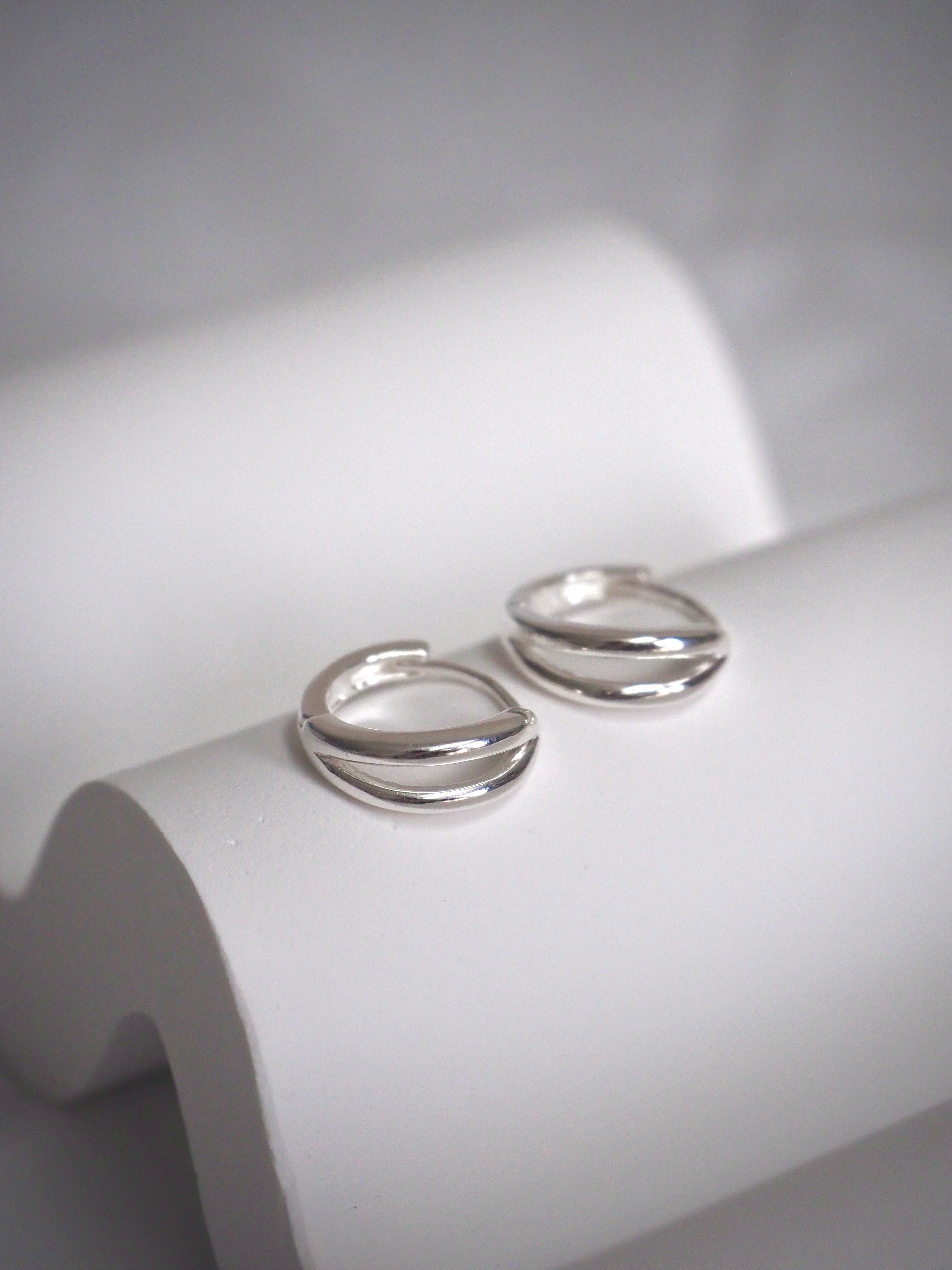 [925silver] one-touch duo ring earrings
