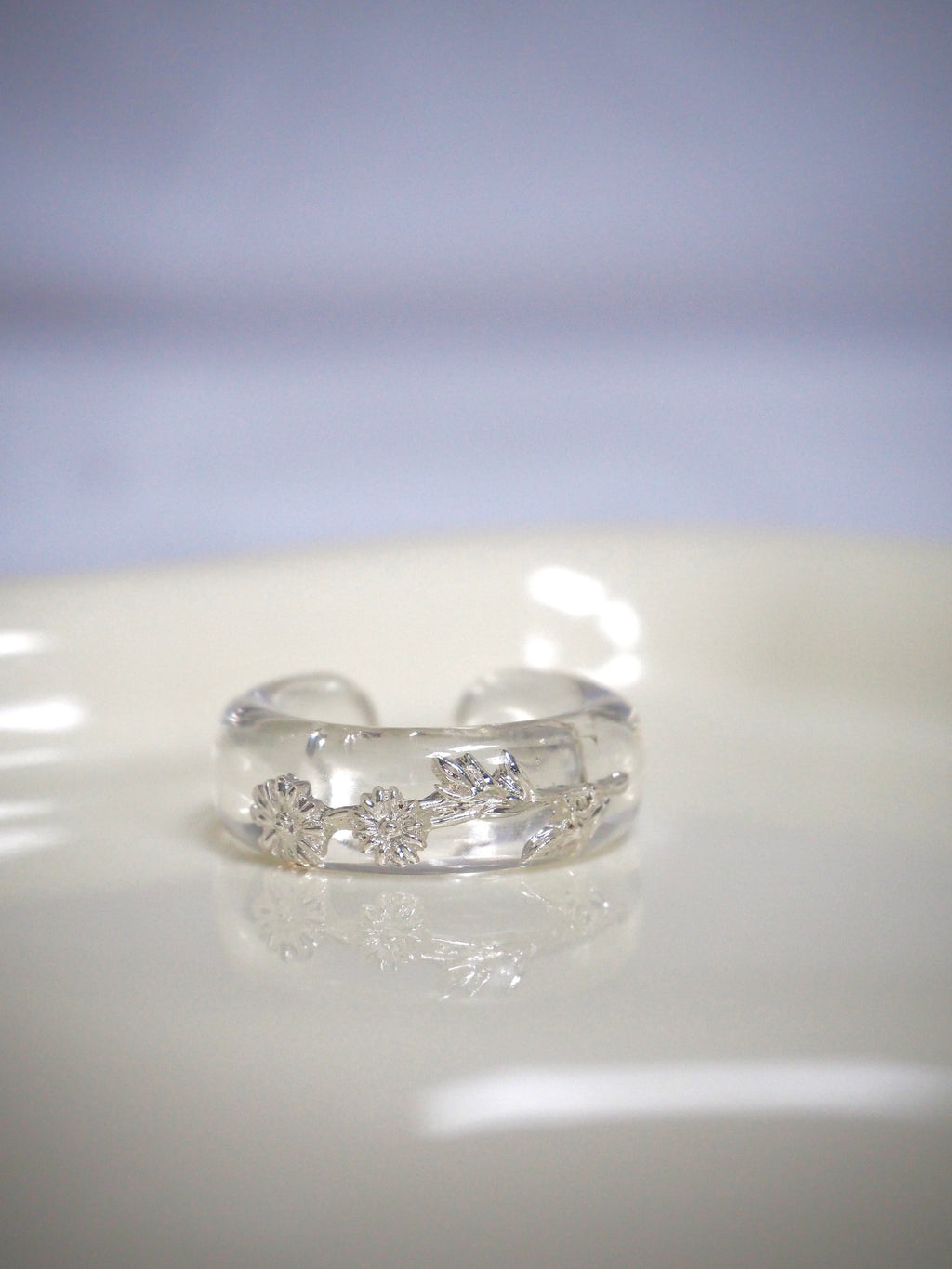 transparent flower ring