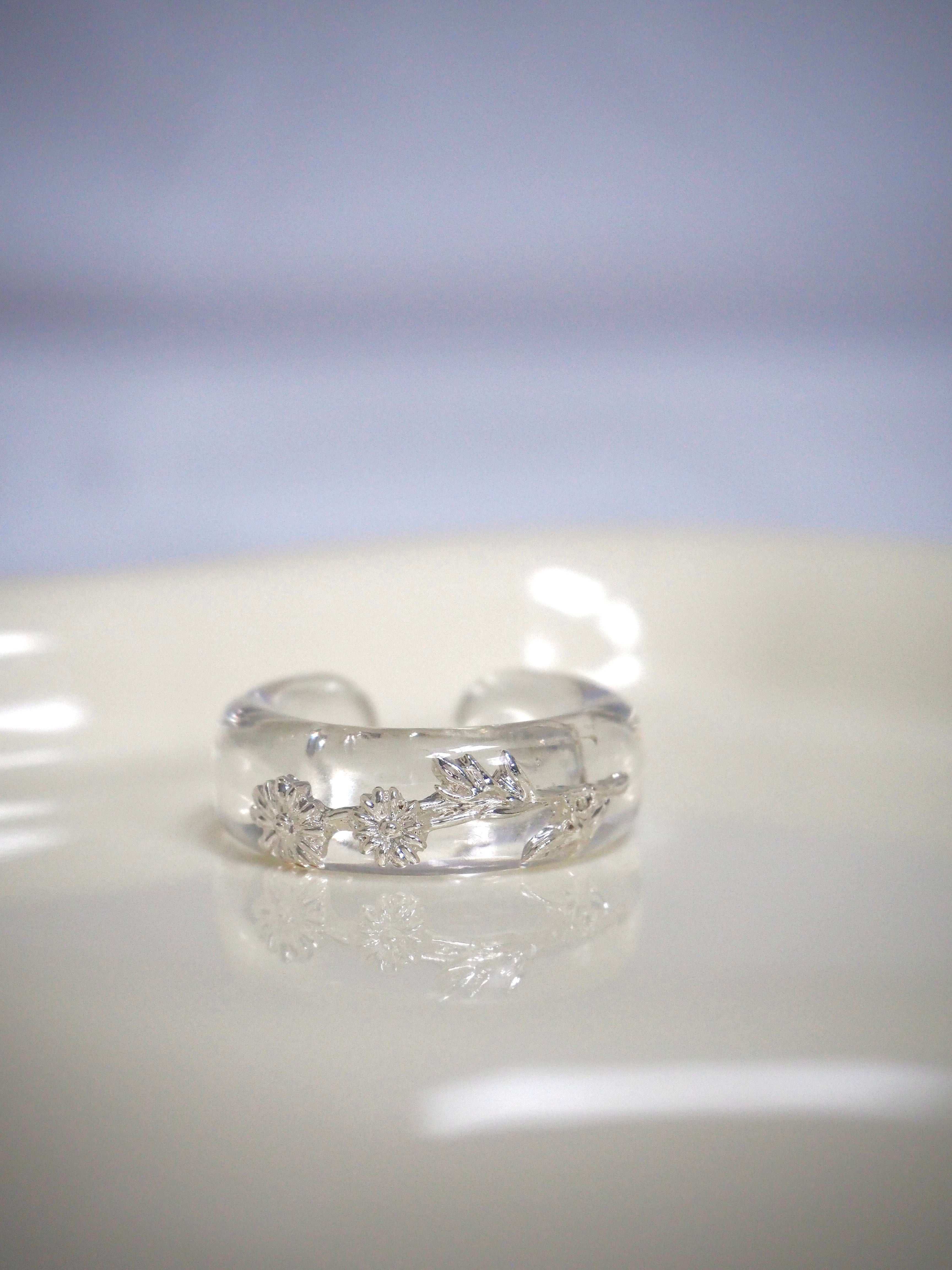 transparent flower ring