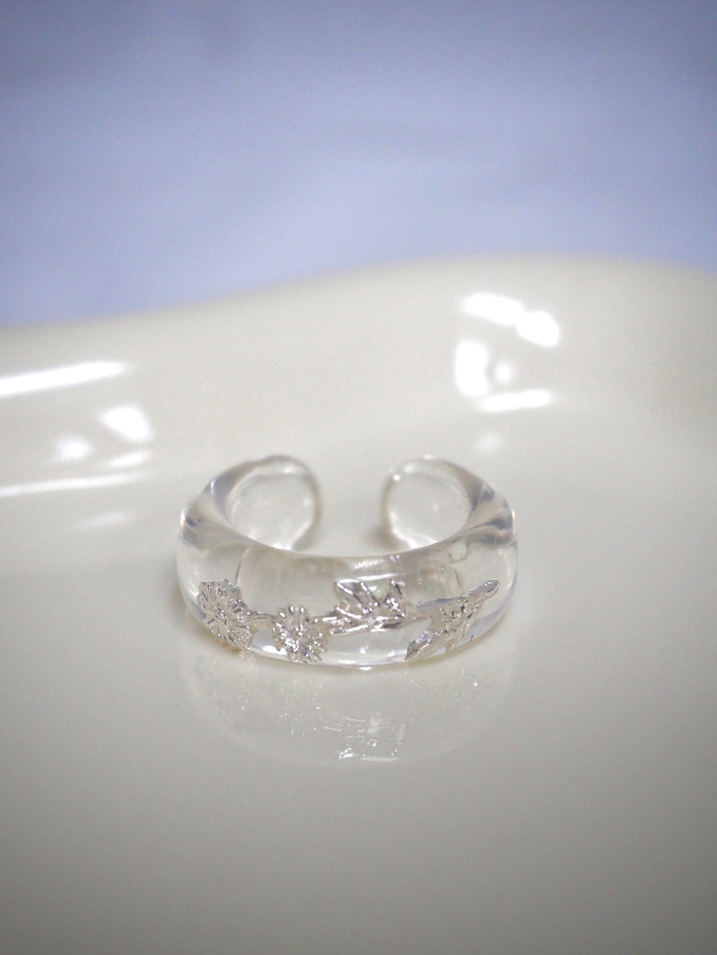 transparent flower ring