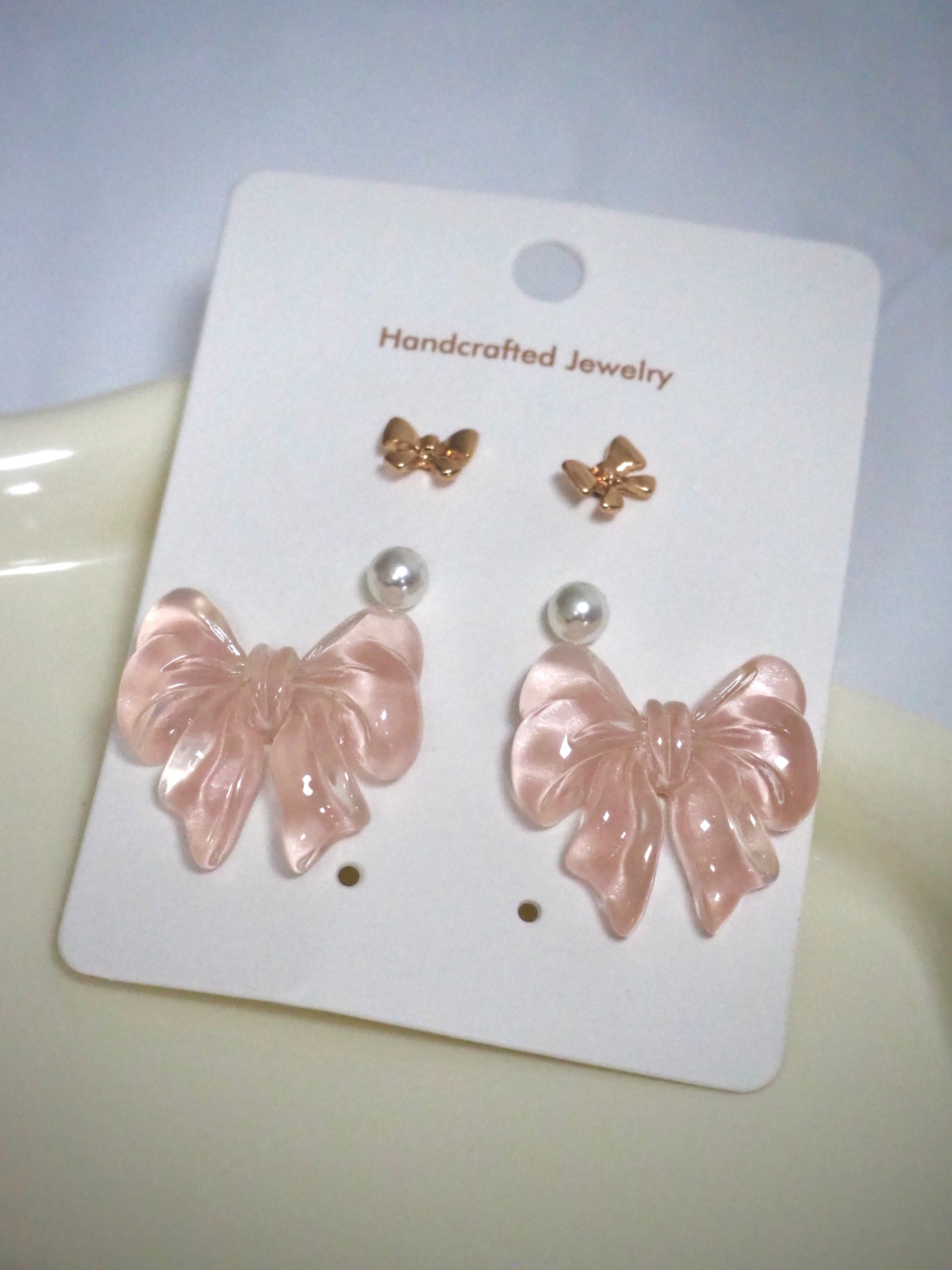3-in-1 ribbon earrings set