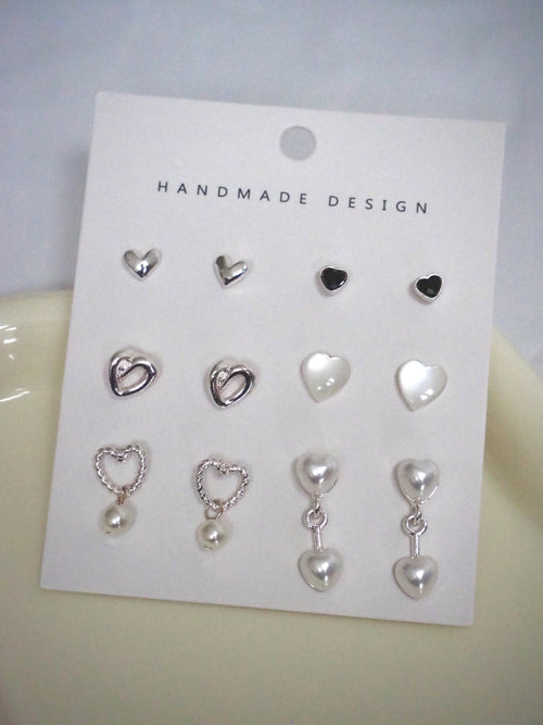 6-in-1 mini hearts earrings set