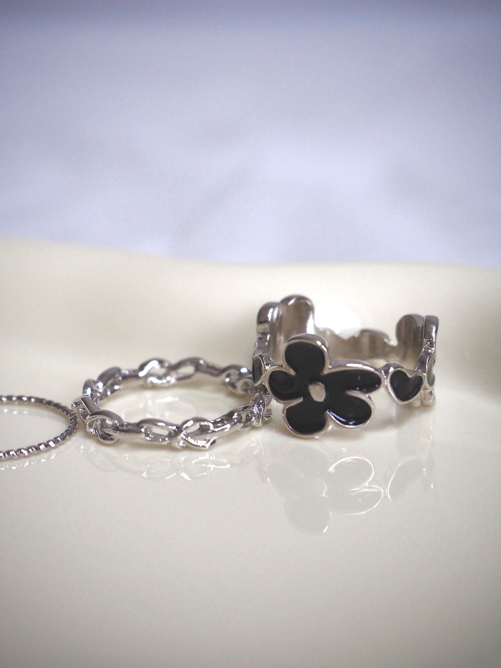 6-in-1 flower layered ring set
