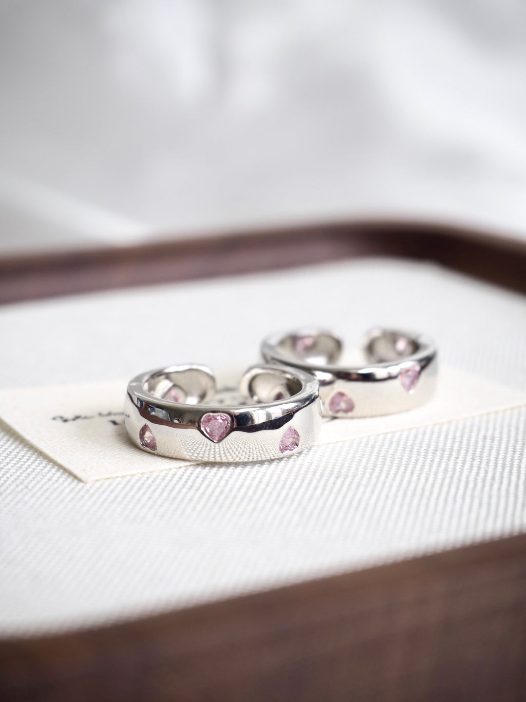solid pink heart ring