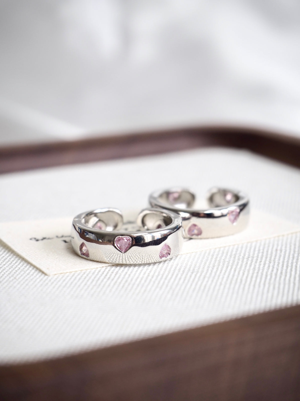 solid pink heart ring