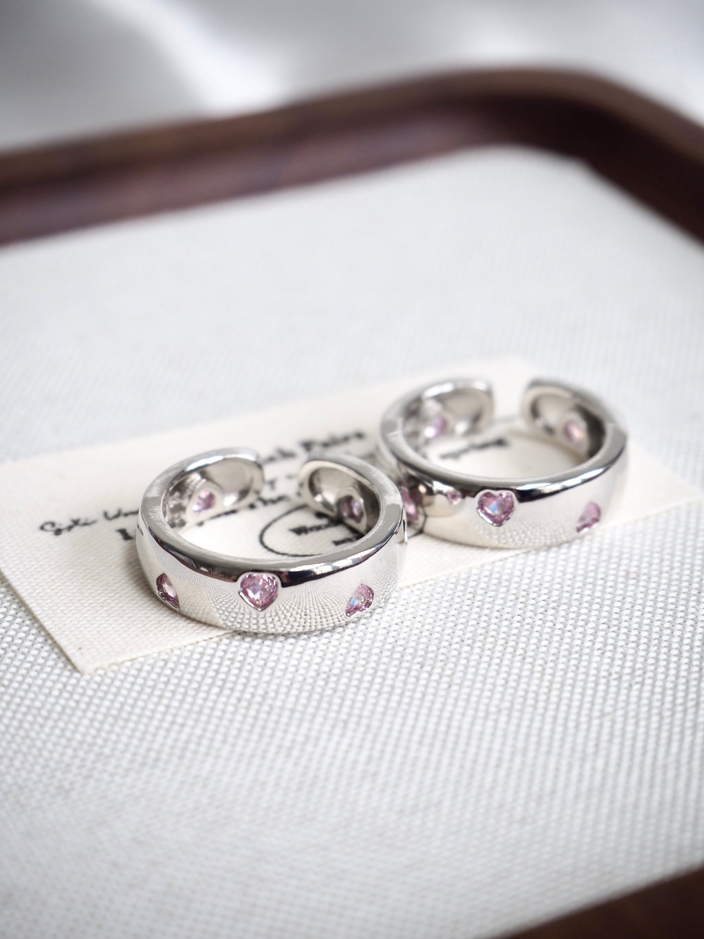 solid pink heart ring