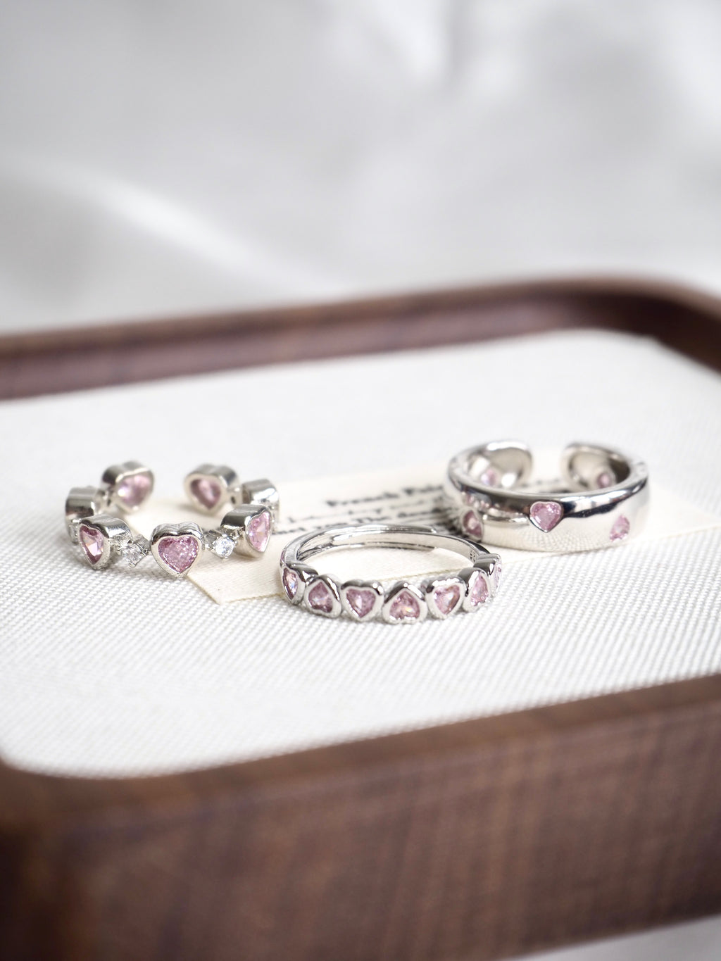 solid pink heart ring