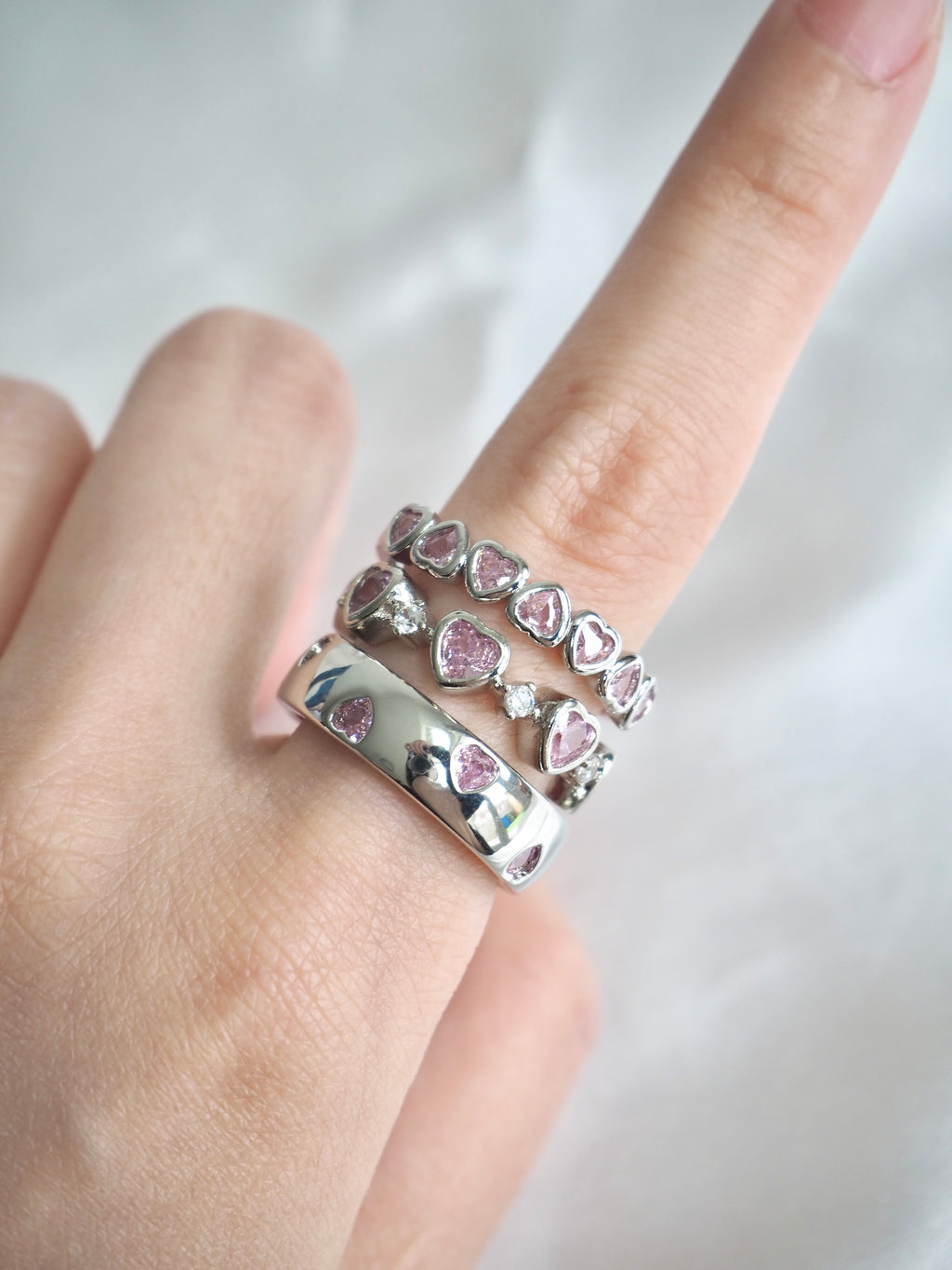solid pink heart ring