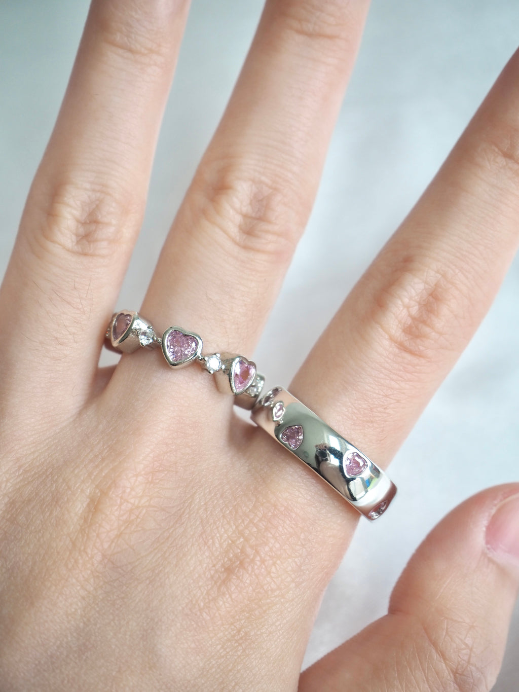 solid pink heart ring